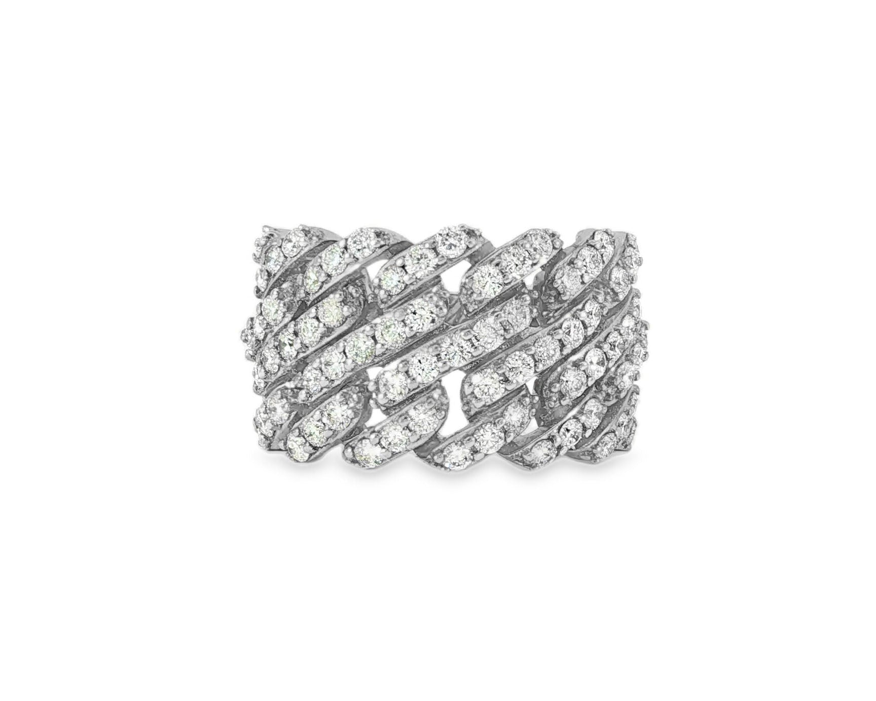 14k Gold Cuban Link Diamond Ring with Full Round Brilliant Cut 2.40ct - AVI THE JEWELER