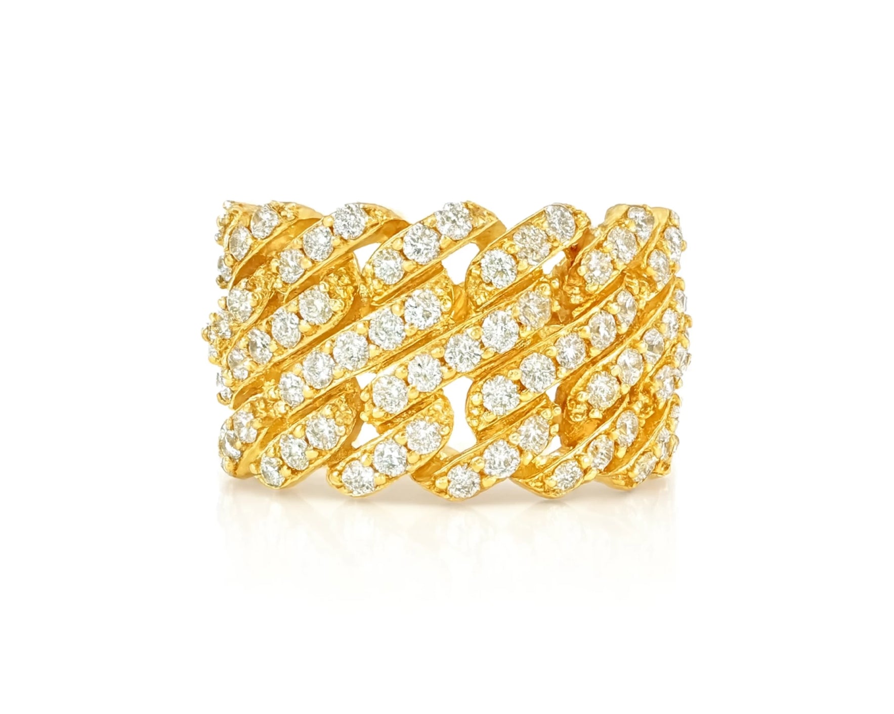 14k Gold Cuban Link Diamond Ring with Full Round Brilliant Cut 2.40ct – lifestyle 1526