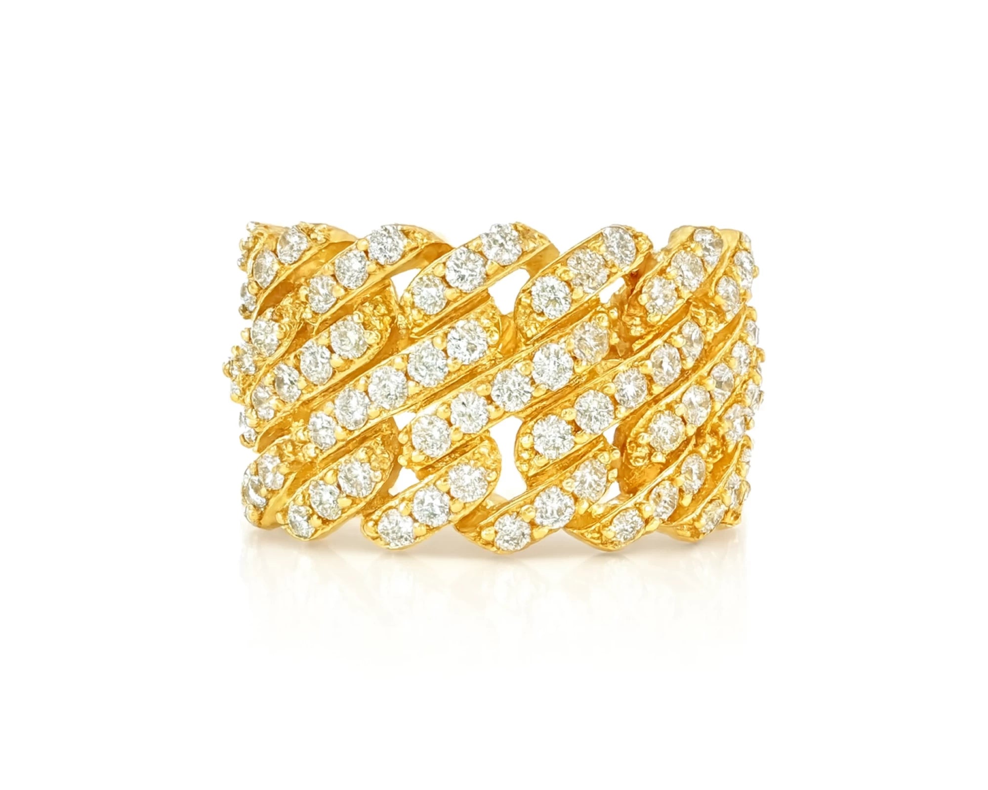 14k Gold Cuban Link Diamond Ring with Full Round Brilliant Cut 2.40ct – lifestyle 1526