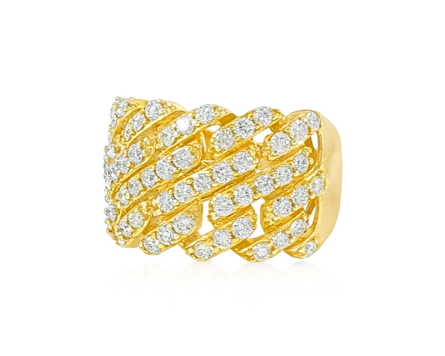 14k Gold Cuban Link Diamond Ring with Full Round Brilliant Cut 2.40ct – lifestyle 1527