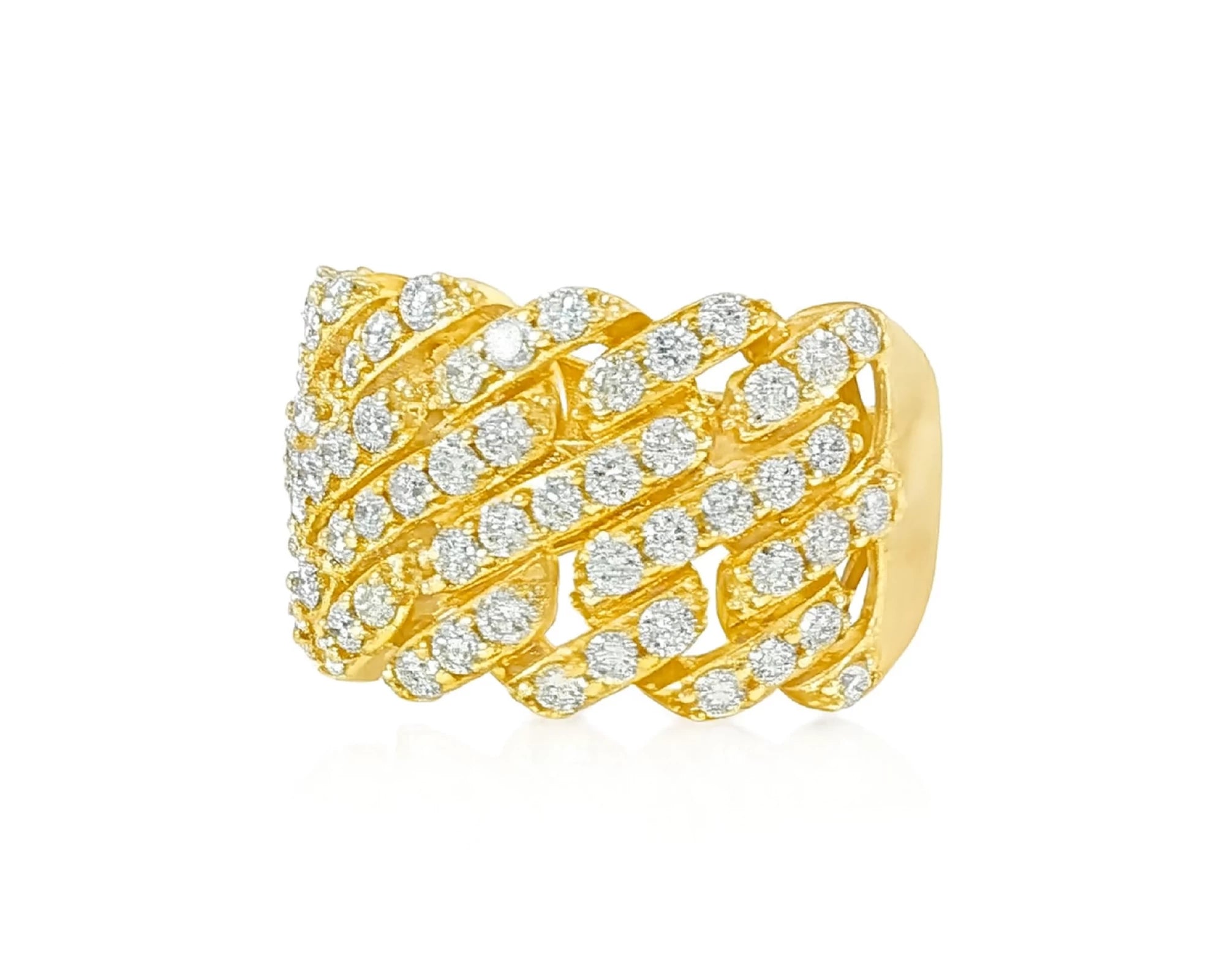 14k Gold Cuban Link Diamond Ring with Full Round Brilliant Cut 2.40ct – lifestyle 1527