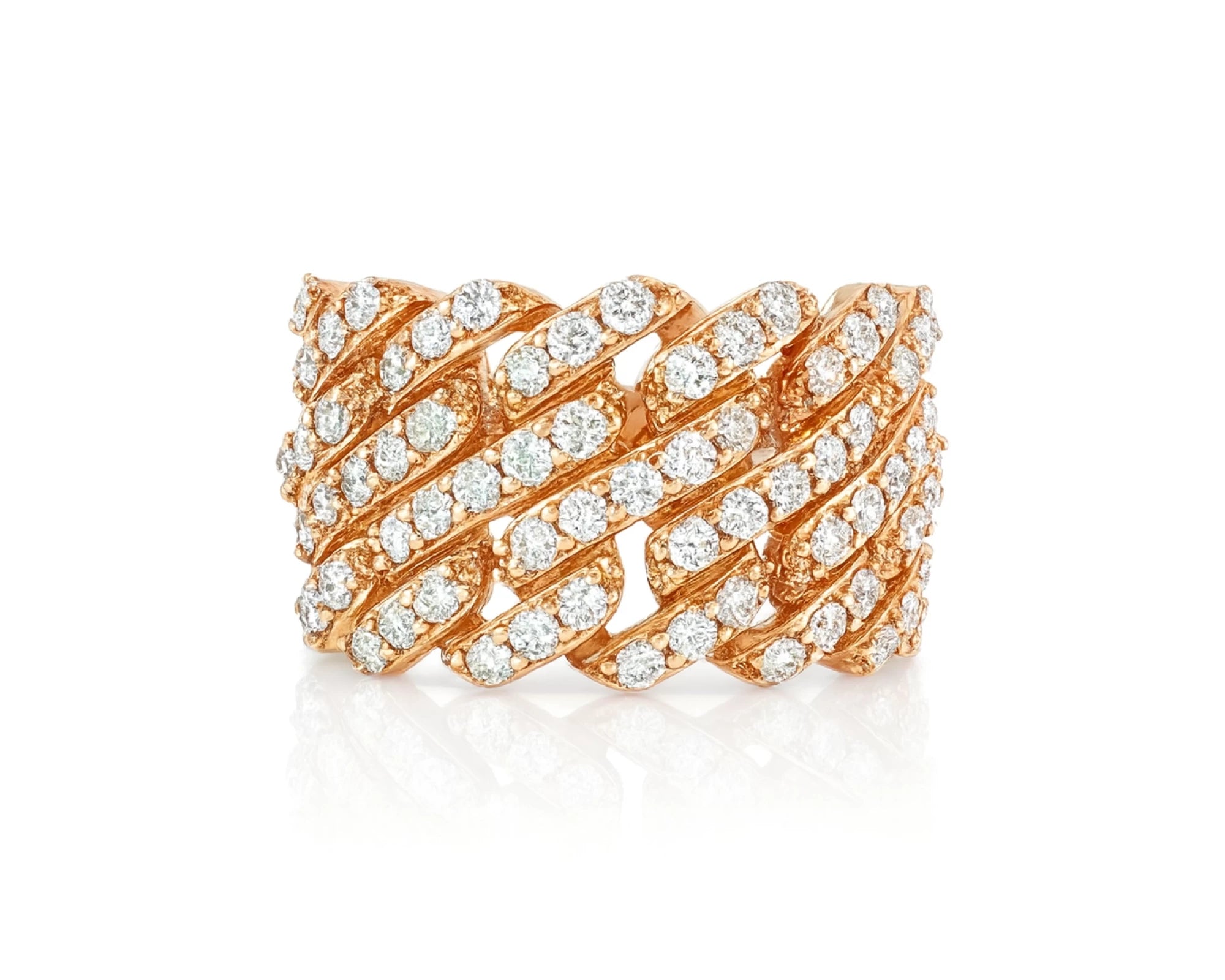 14k Gold Cuban Link Diamond Ring with Full Round Brilliant Cut 2.40ct – lifestyle 1528