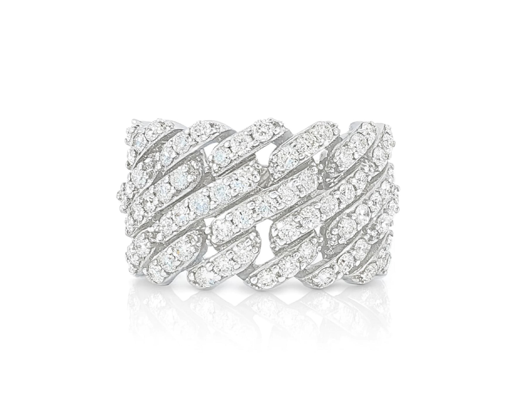 14k Gold Cuban Link Diamond Ring with Full Round Brilliant Cut 2.40ct – lifestyle 1529