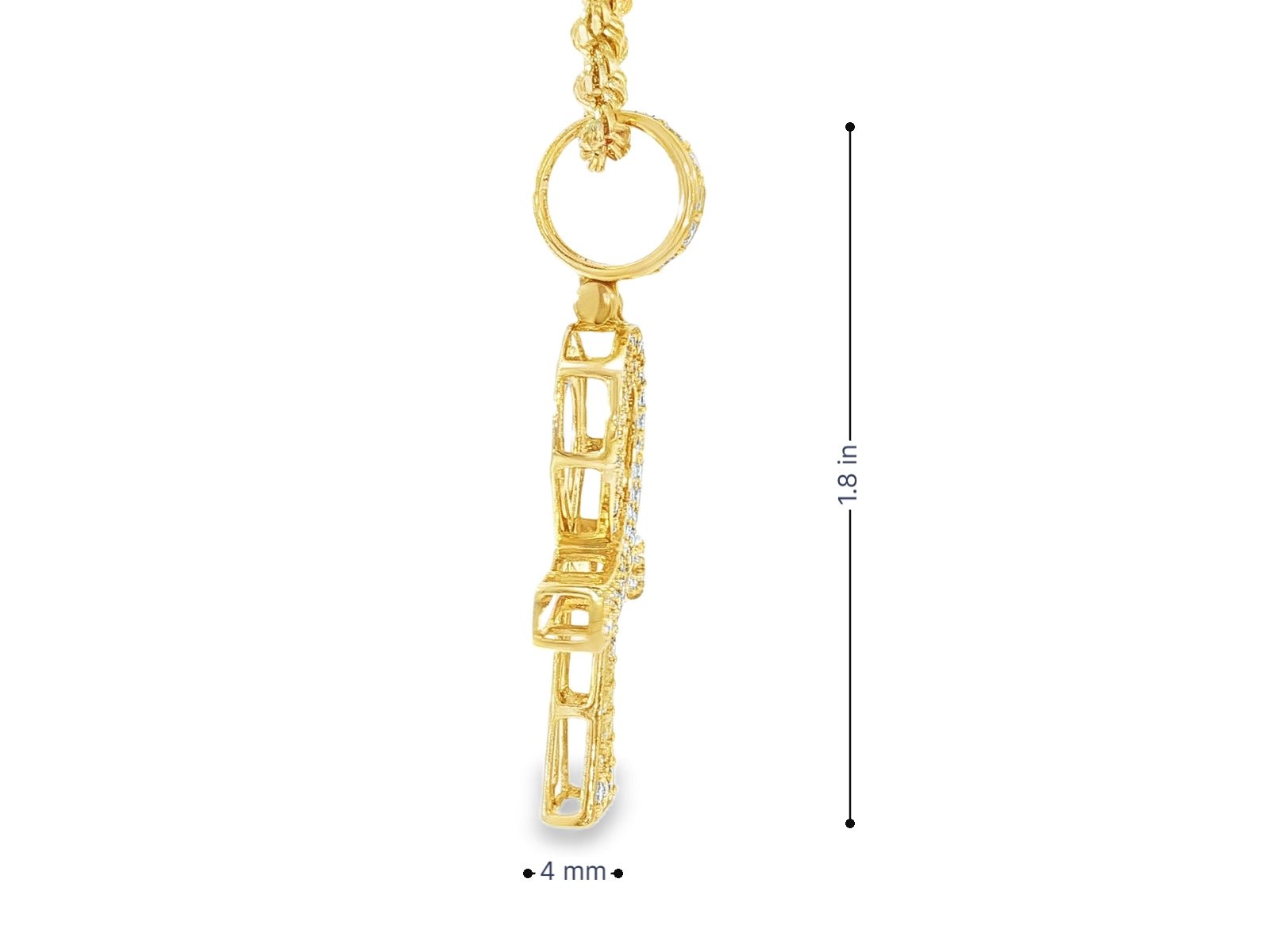 14k Gold Diamond Ankh Pendant with Round - Cut Accents 1.09ct - AVI THE JEWELER