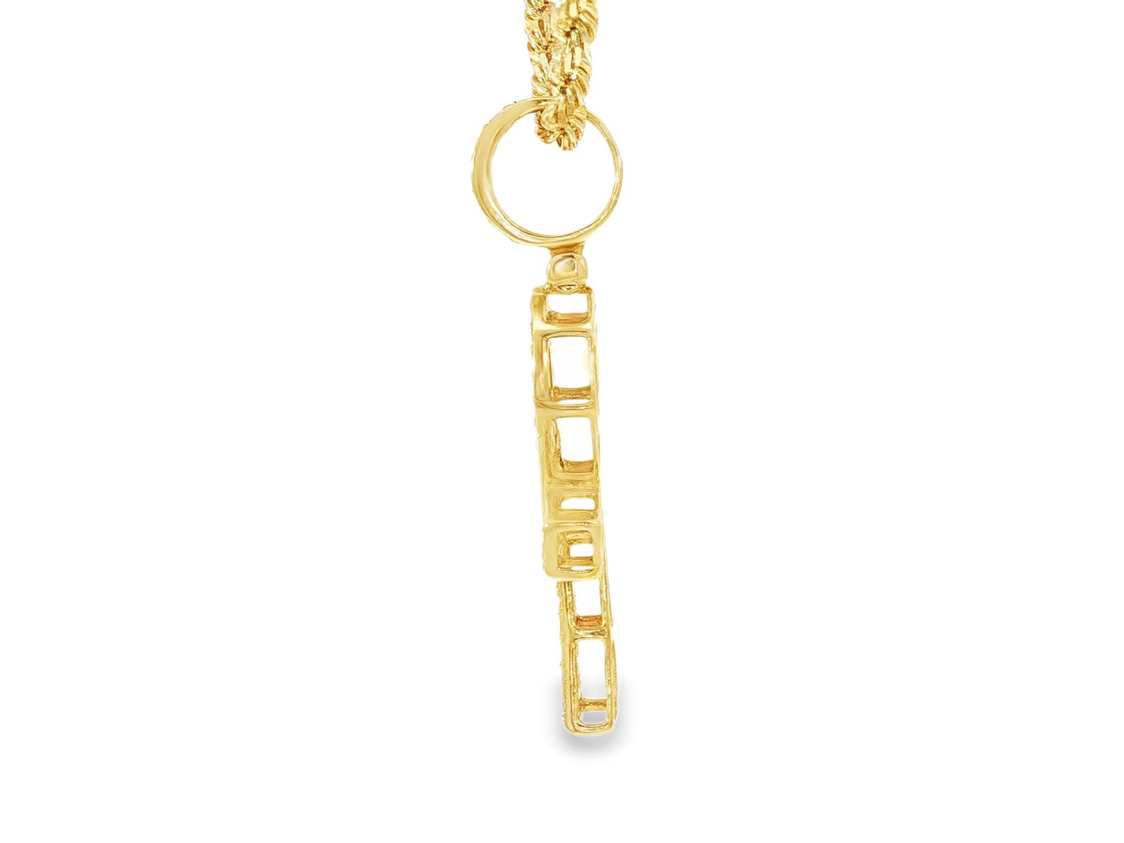 14k Gold Diamond Ankh Pendant with Round - Cut Accents 1.09ct - AVI THE JEWELER