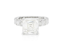 14K Gold Diamond Asscher Cut Hidden Halo Engagement Ring 8.68 CT