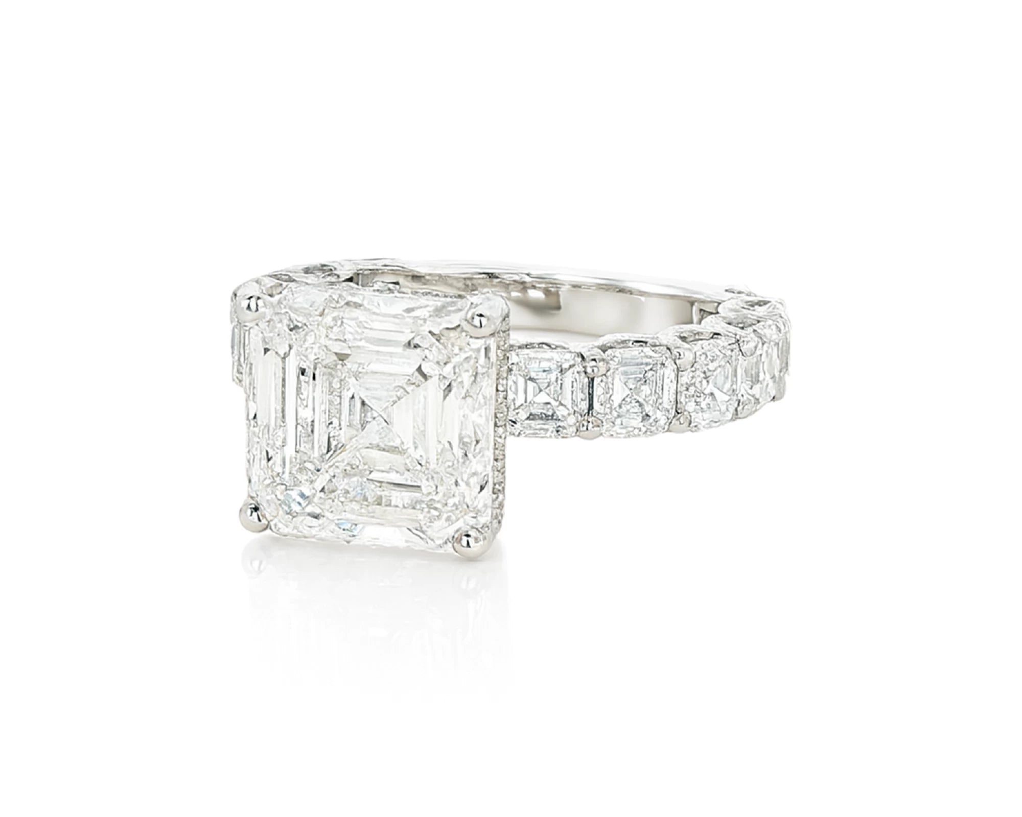 14K Gold Diamond Asscher Cut Hidden Halo Engagement Ring 8.68 CT – lifestyle 1812