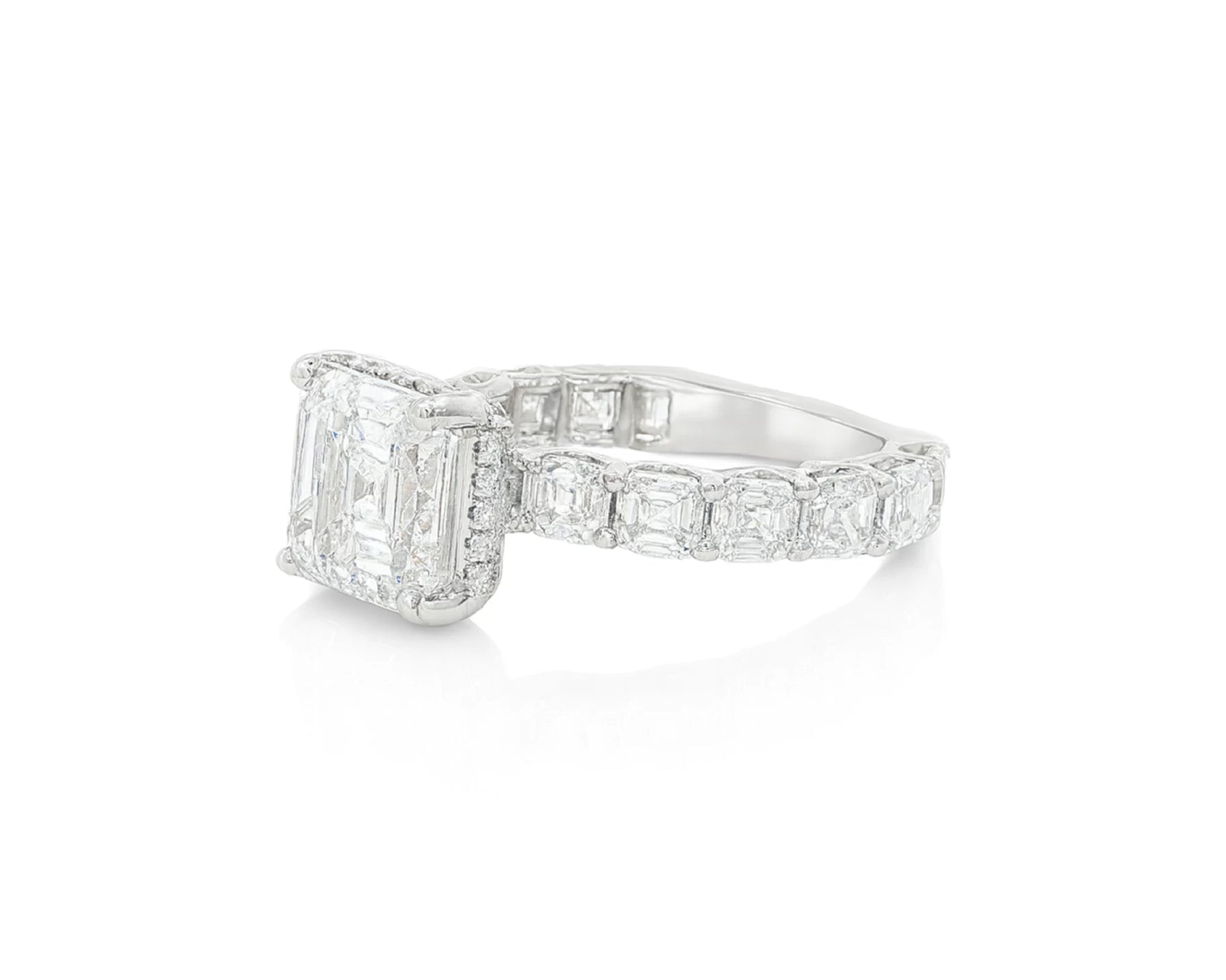 14K Gold Diamond Asscher Cut Hidden Halo Engagement Ring 8.68 CT – lifestyle 1813
