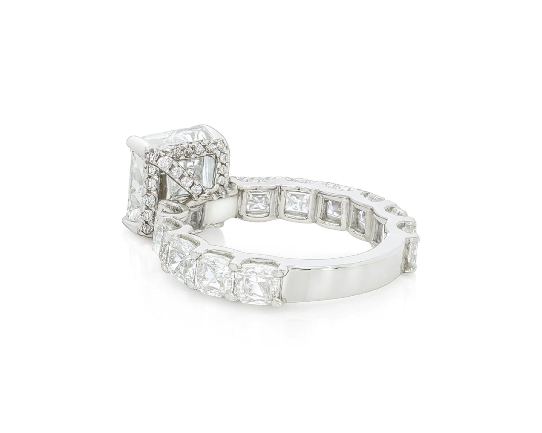 14K Gold Diamond Asscher Cut Hidden Halo Engagement Ring 8.68 CT – lifestyle 1814