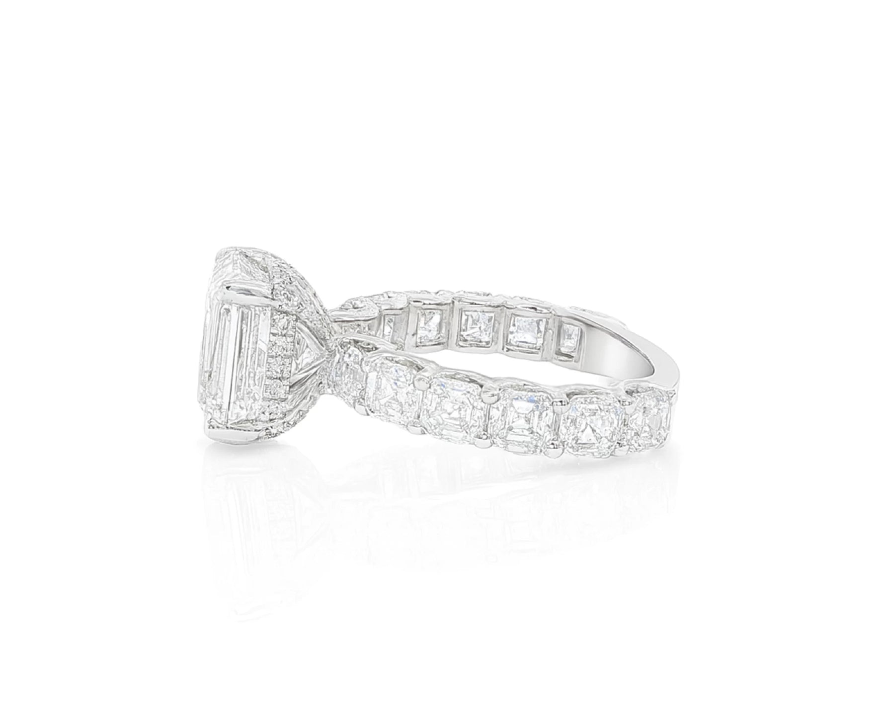 14K Gold Diamond Asscher Cut Hidden Halo Engagement Ring 8.68 CT – lifestyle 1815