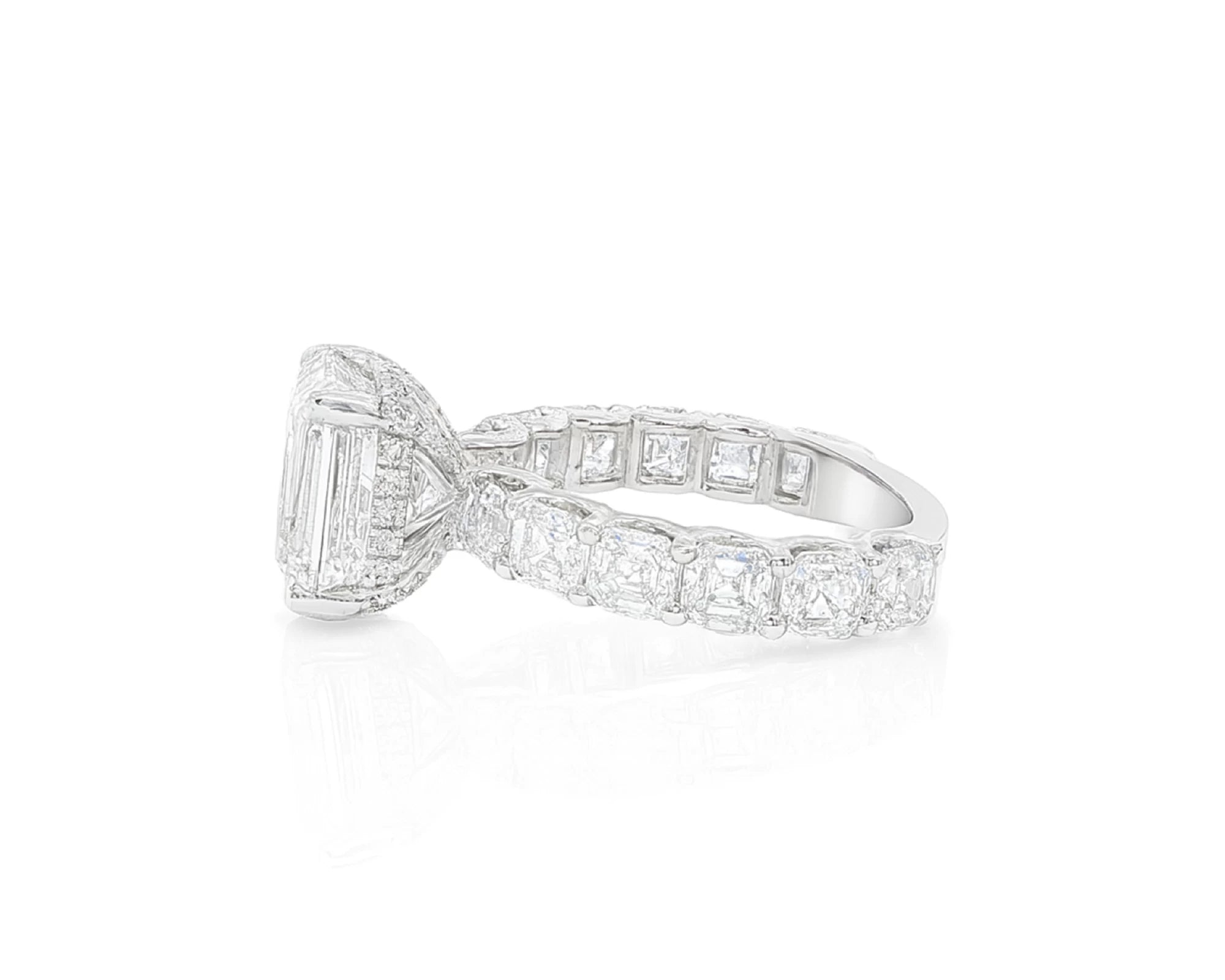 14K Gold Diamond Asscher Cut Hidden Halo Engagement Ring 8.68 CT – lifestyle 1815