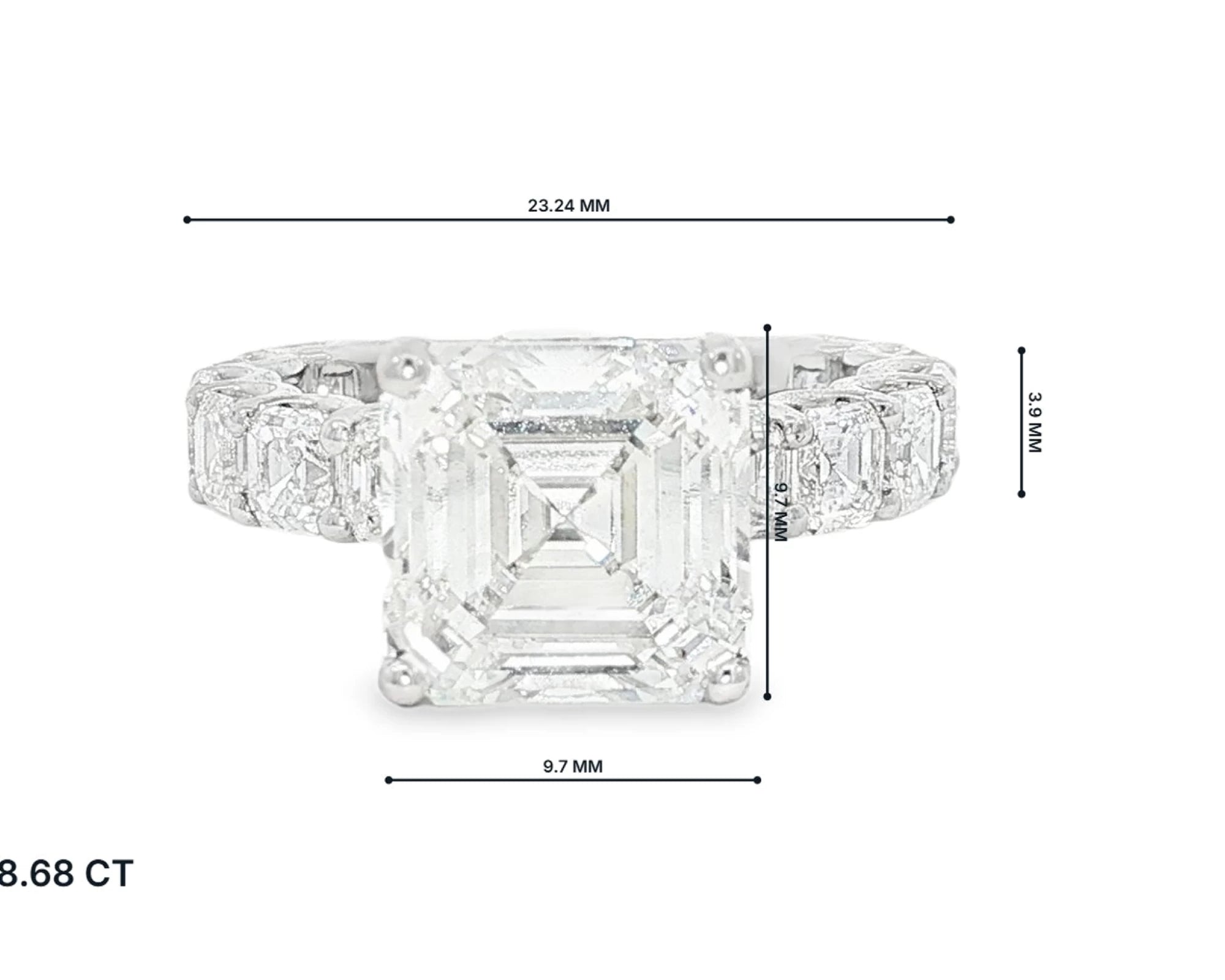 14K Gold Diamond Asscher Cut Hidden Halo Engagement Ring 8.68 CT – lifestyle 3052