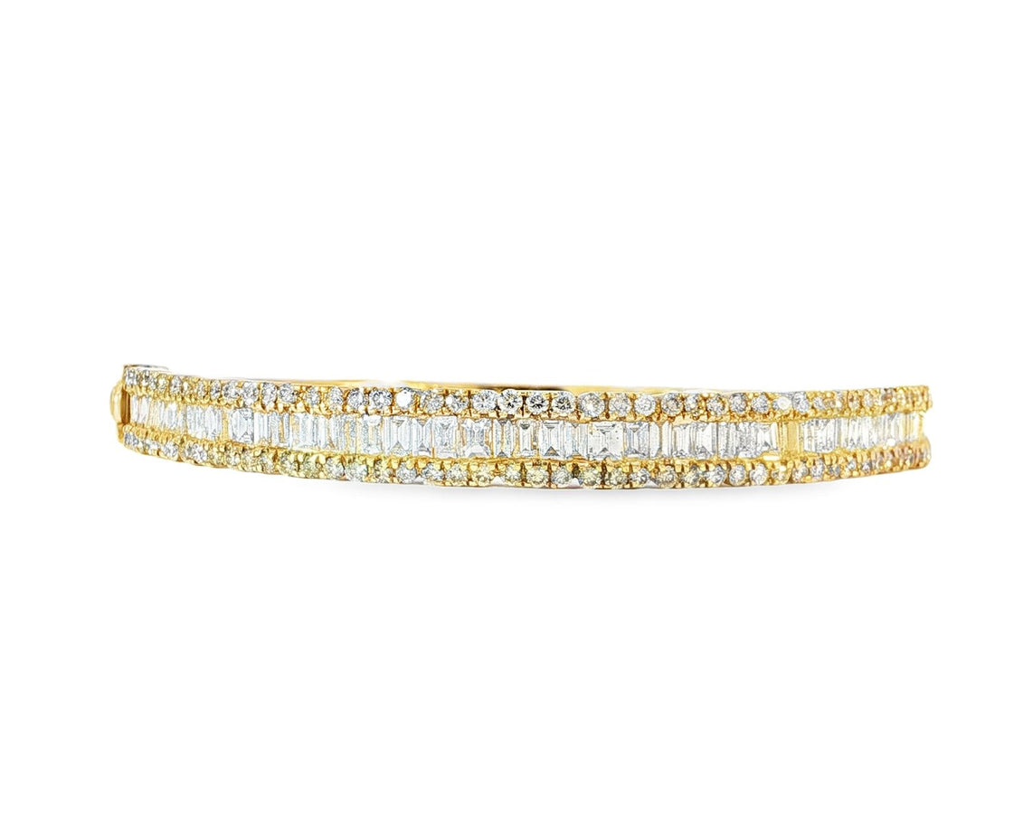 14k Gold Diamond Bracelet with Emerald - Cut & Round Design 3ct - AVI THE JEWELER