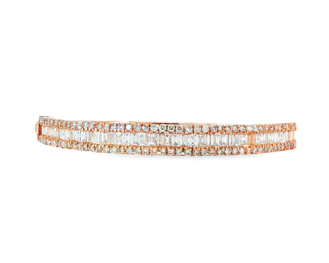 14k Gold Diamond Bracelet with Emerald - Cut & Round Design 3ct - AVI THE JEWELER