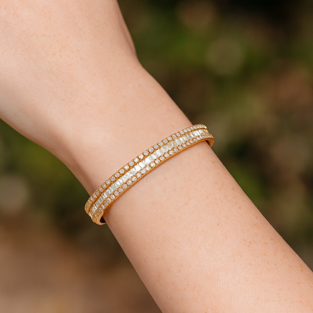 14k Gold Diamond Bracelet with Emerald - Cut & Round Design 3ct - AVI THE JEWELER