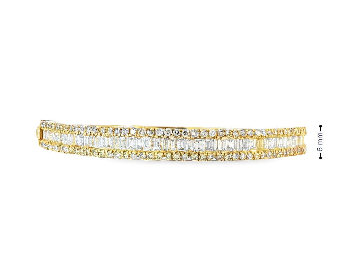 14k Gold Diamond Bracelet with Emerald - Cut & Round Design 3ct - AVI THE JEWELER