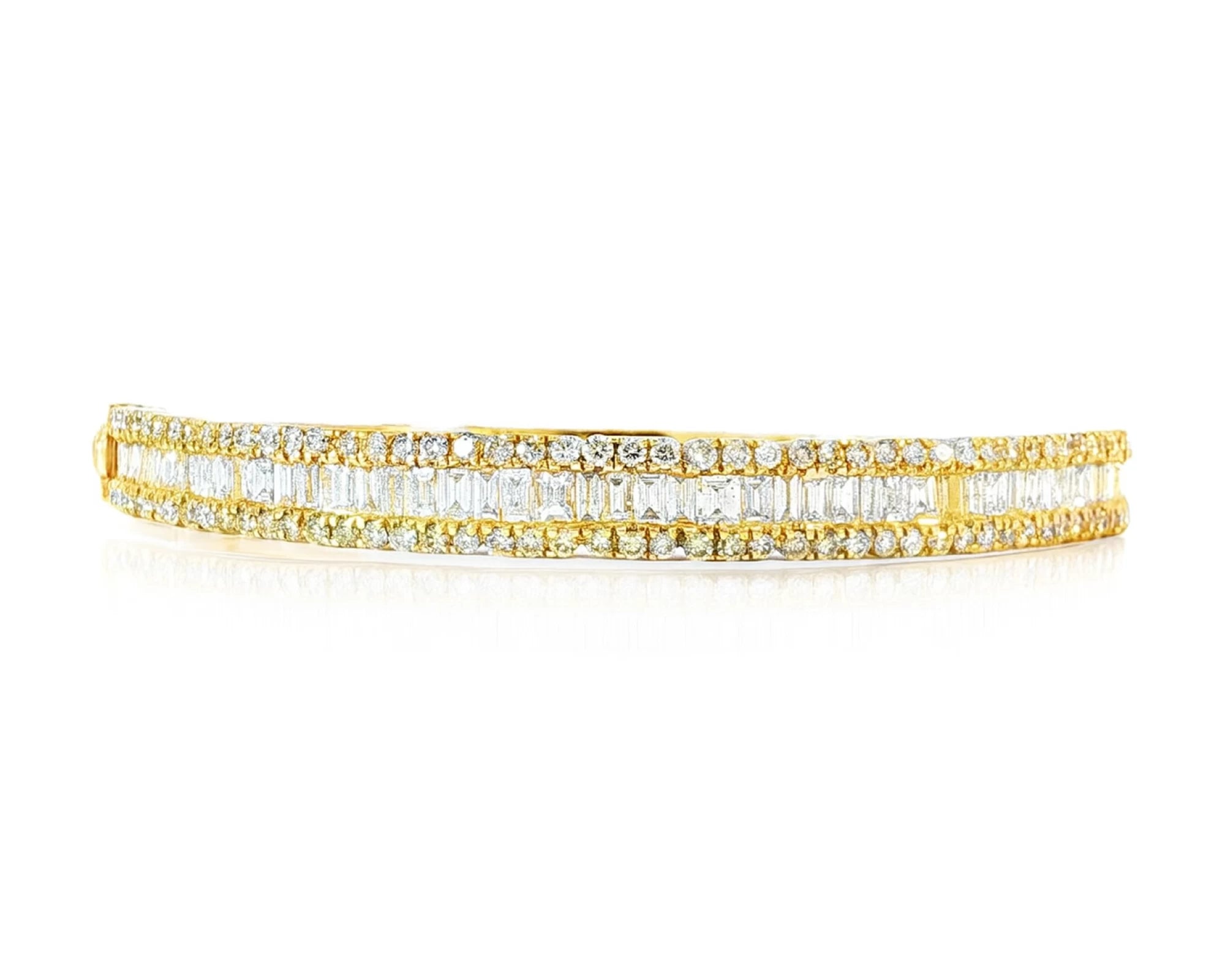 14k Gold Diamond Bracelet with Emerald-Cut & Round Design 3ct – lifestyle 4581