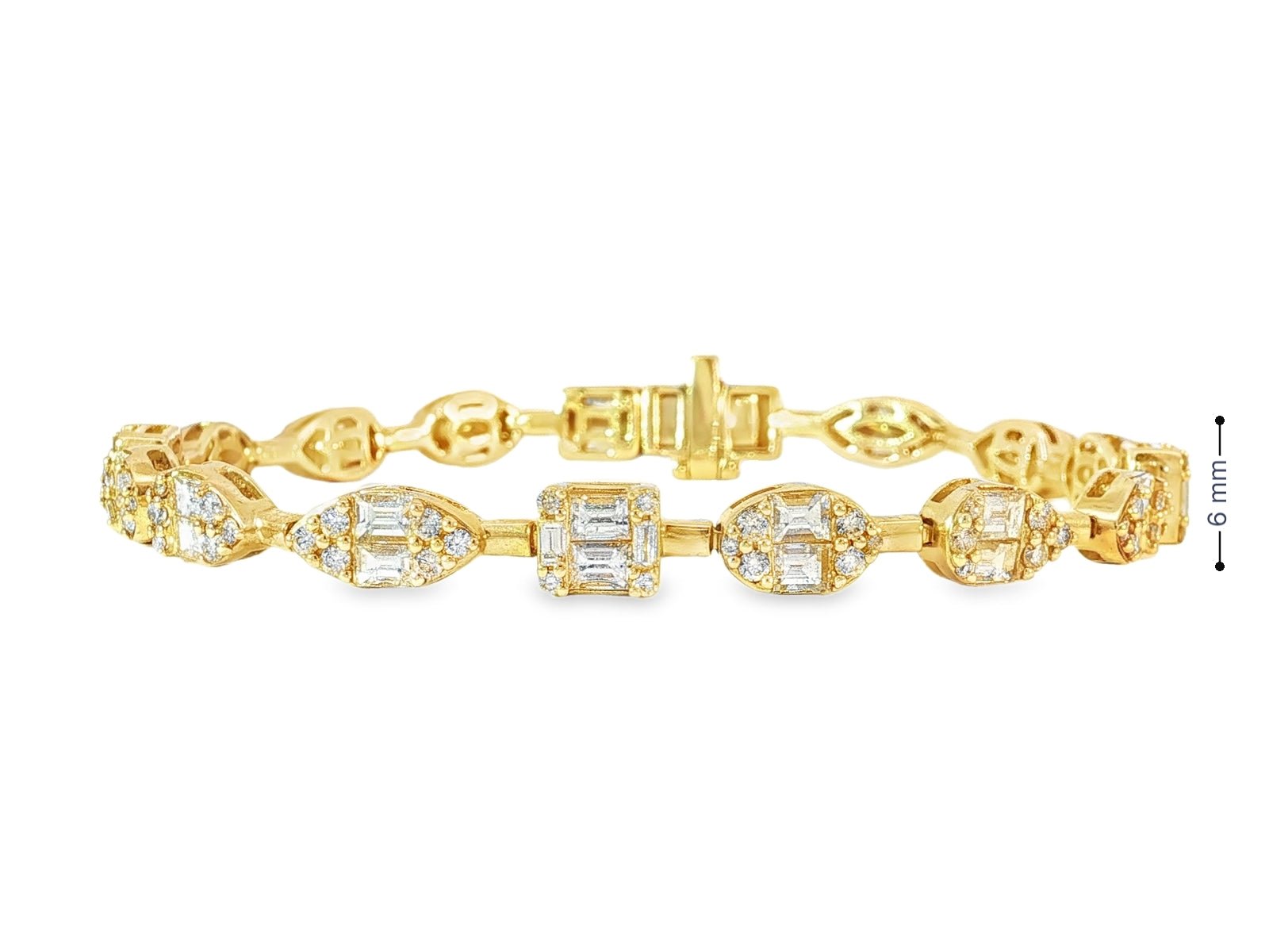 14k Gold Diamond Bracelet with Emerald - Cut & Round Design 5ct - AVI THE JEWELER