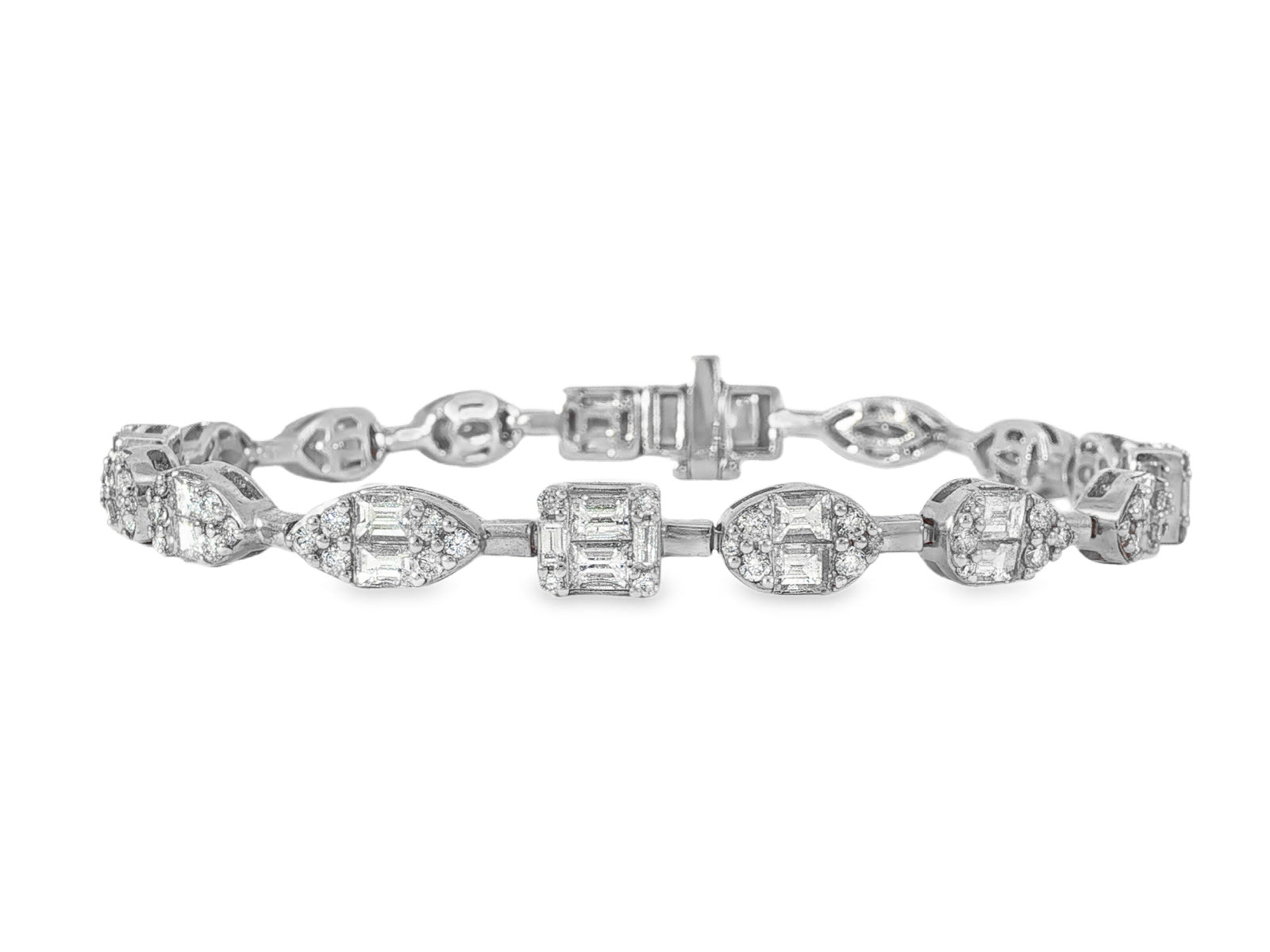14k Gold Diamond Bracelet with Emerald - Cut & Round Design 5ct - AVI THE JEWELER