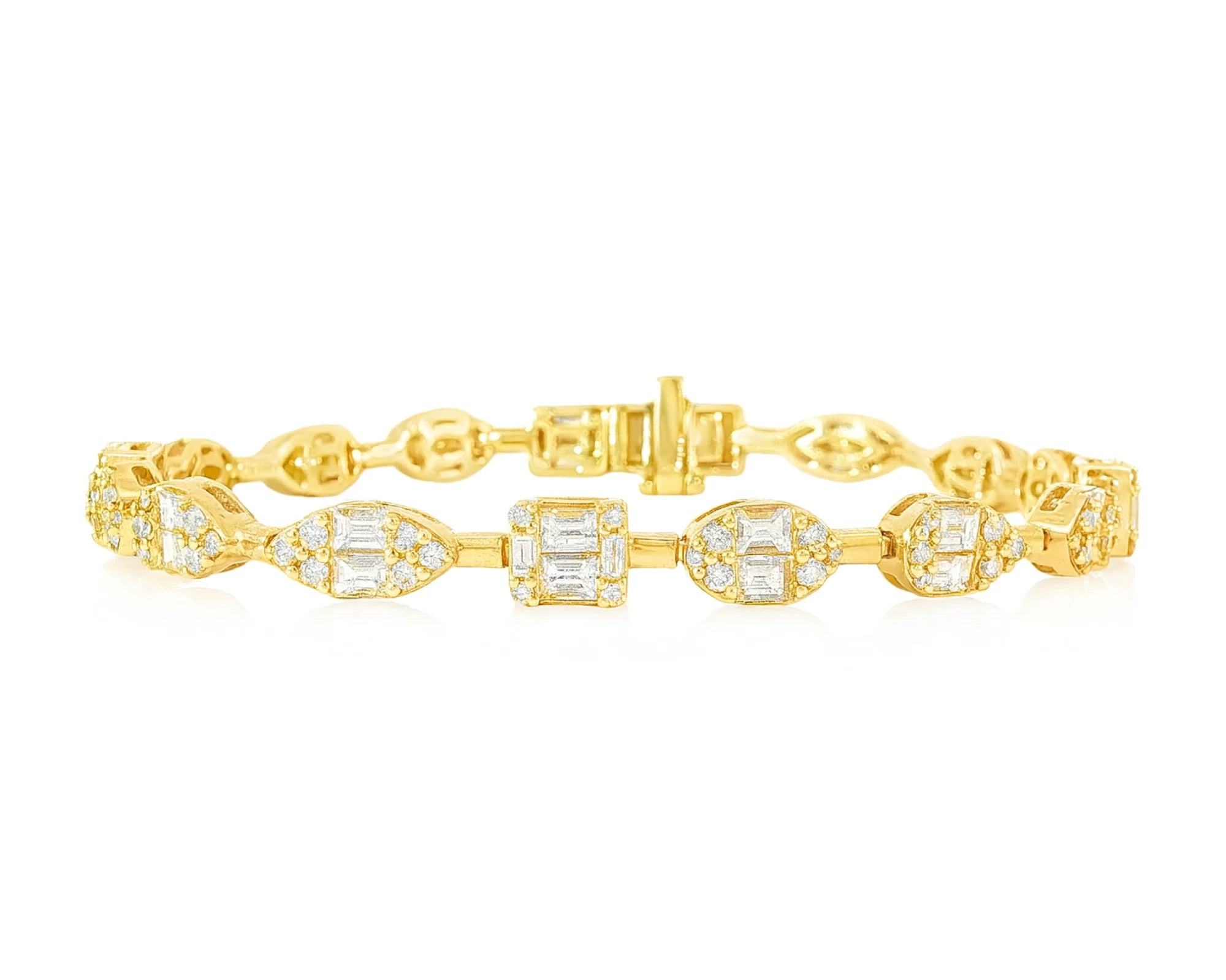 14k Gold Diamond Bracelet with Emerald-Cut & Round Design 5ct – lifestyle 4419