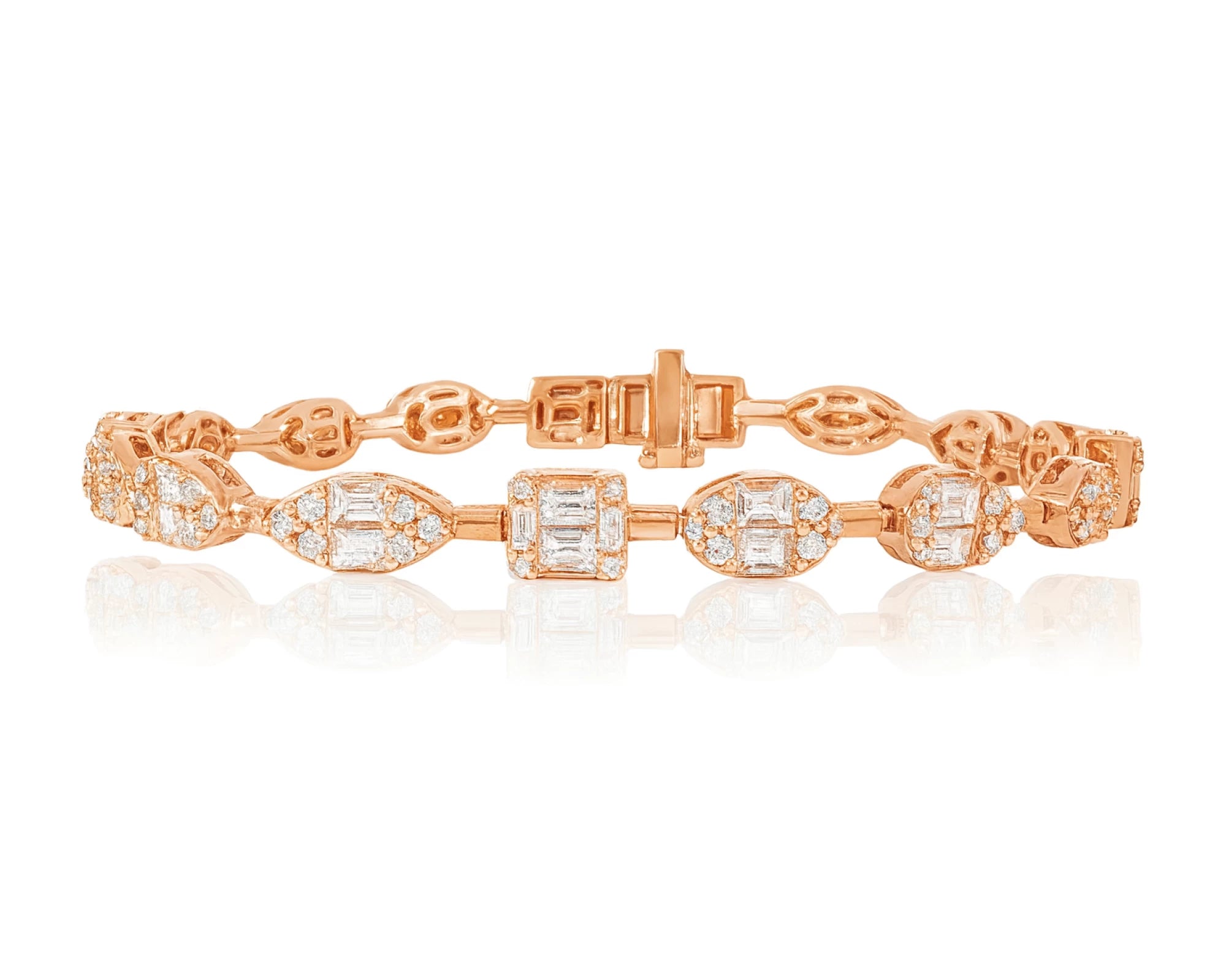 14k Gold Diamond Bracelet with Emerald-Cut & Round Design 5ct – lifestyle 4420