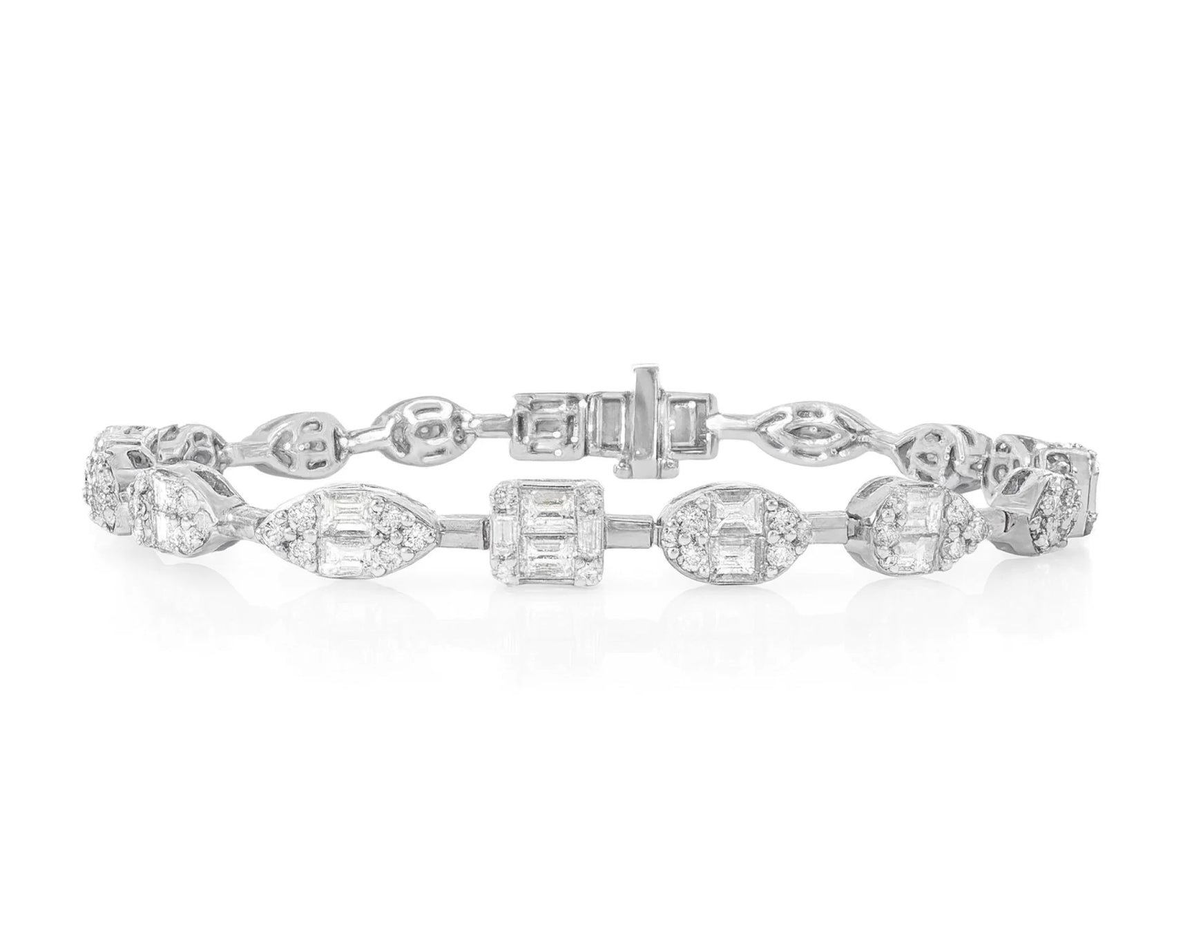14k Gold Diamond Bracelet with Emerald-Cut & Round Design 5ct – lifestyle 4421