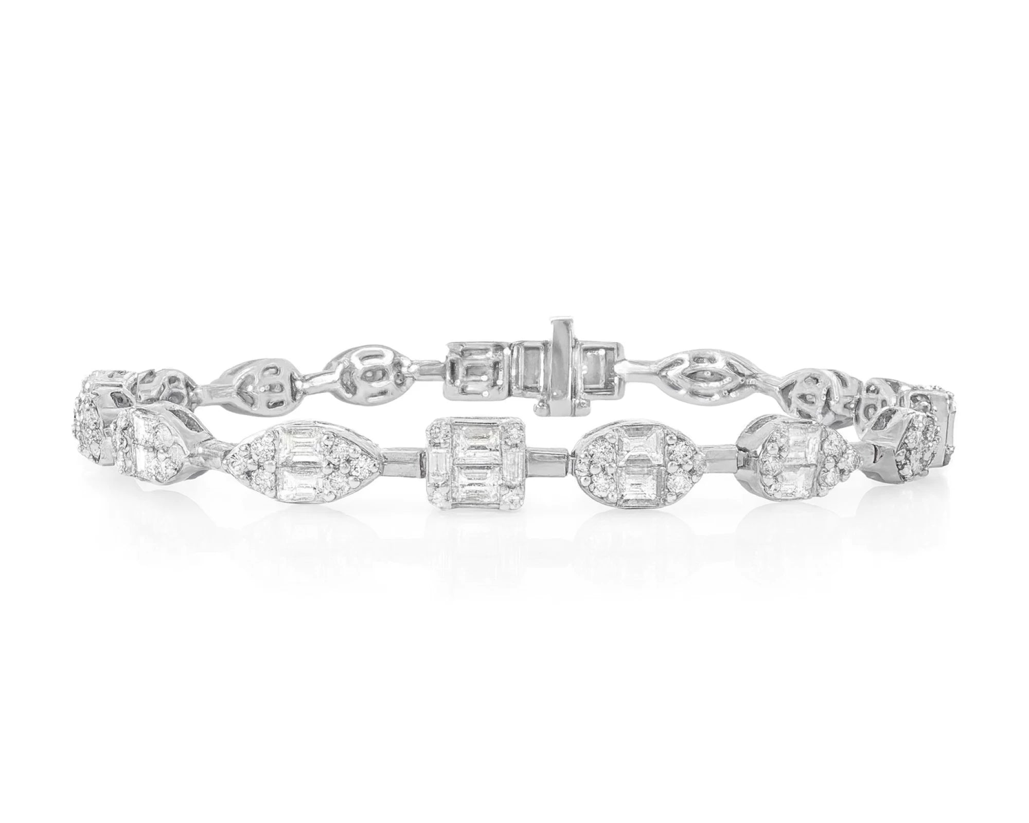 14k Gold Diamond Bracelet with Emerald-Cut & Round Design 5ct – lifestyle 4421