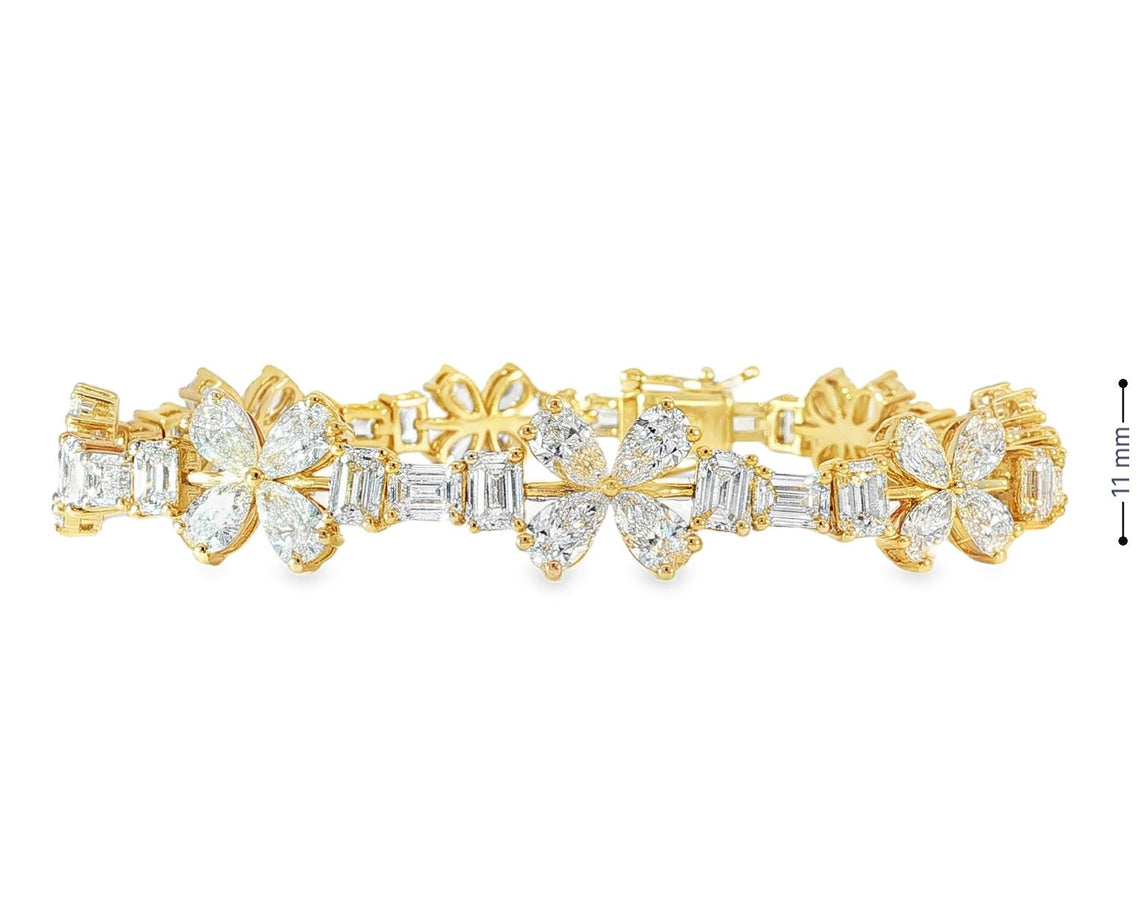 14k Gold Diamond Bracelet with Floral & Emerald - Cut Accents 15.6ct - AVI THE JEWELER
