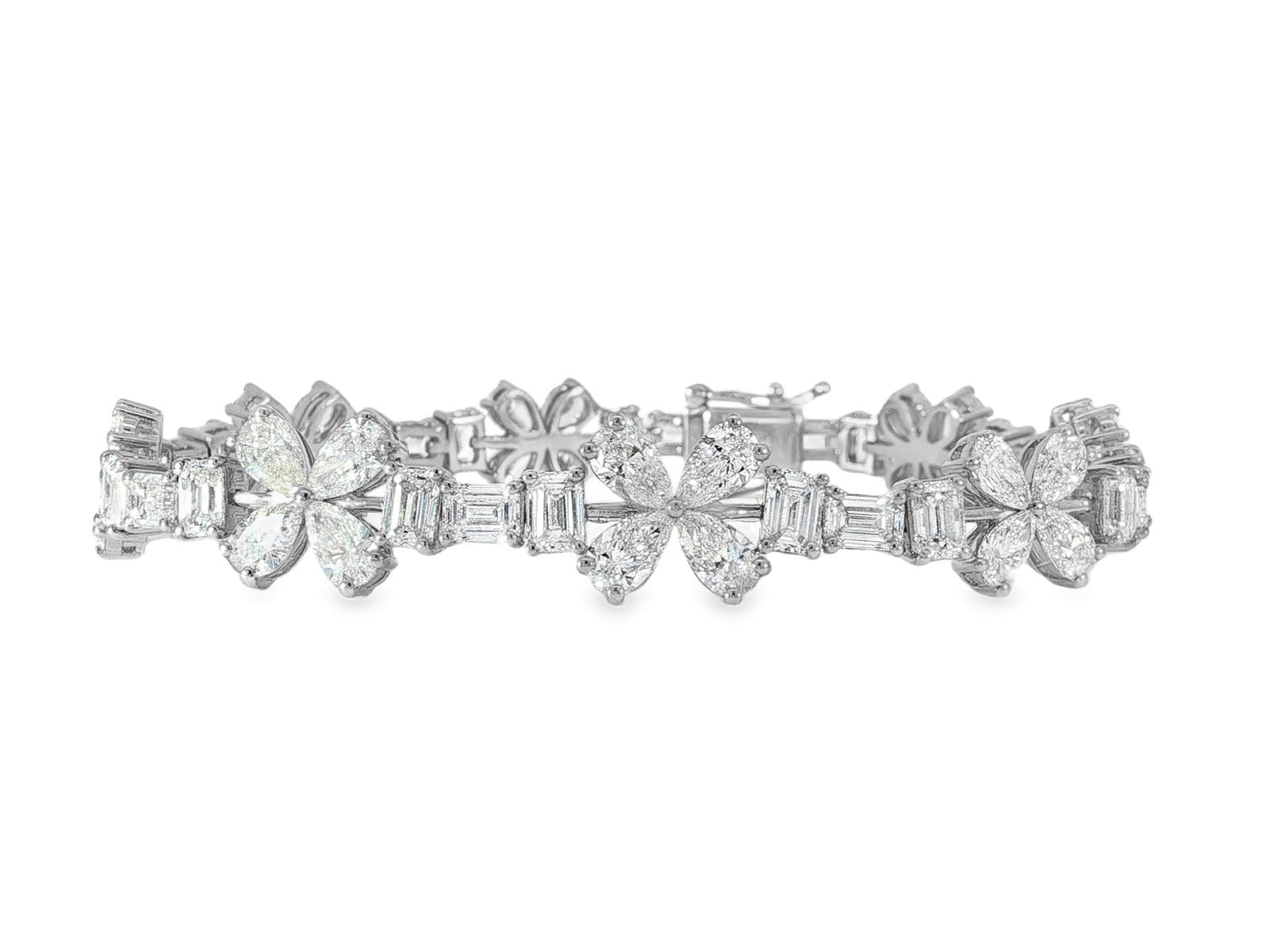 14k Gold Diamond Bracelet with Floral & Emerald - Cut Accents 15.6ct - AVI THE JEWELER