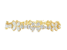 14k Gold Diamond Bracelet with Floral & Emerald-Cut Accents 15.6ct