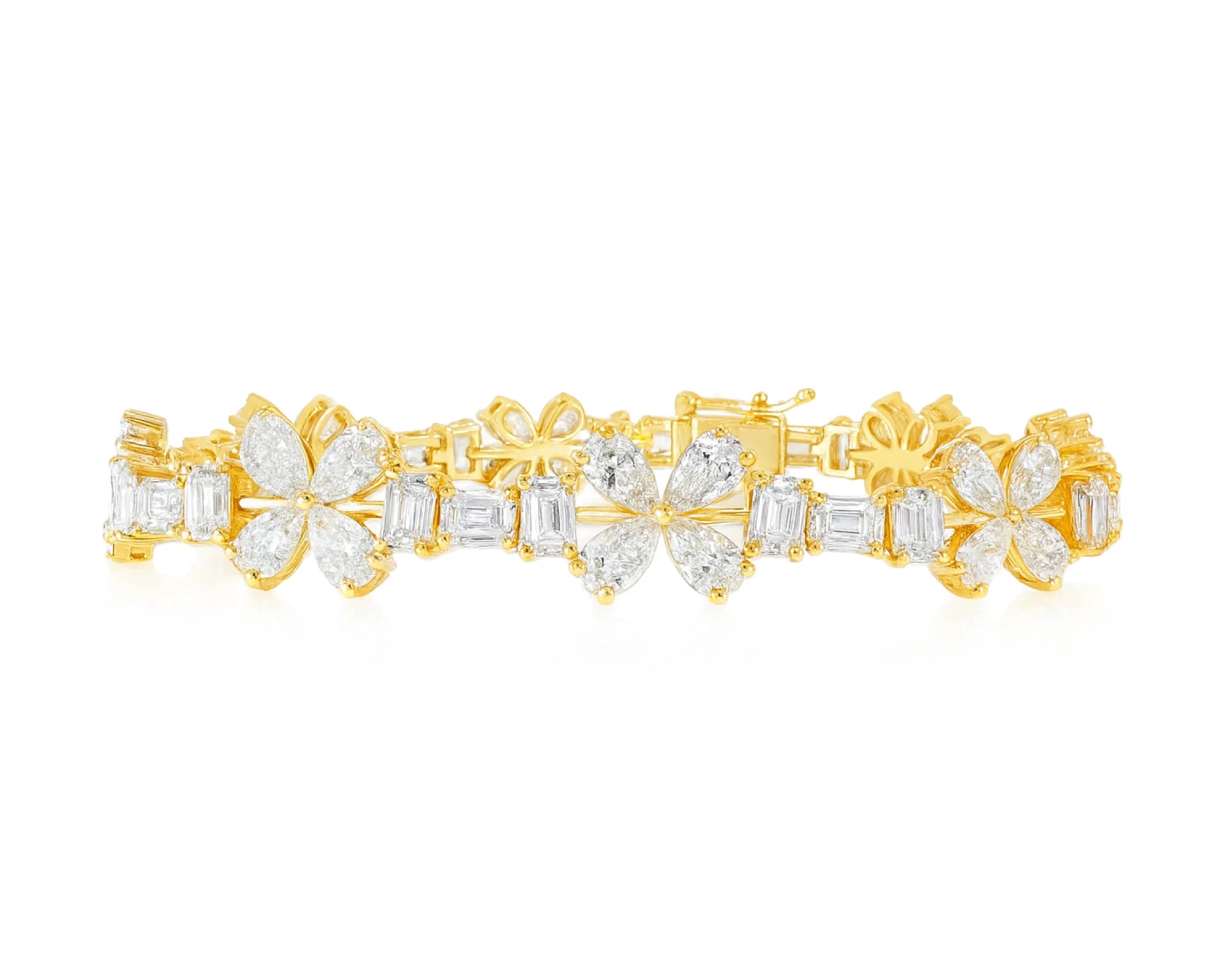 14k Gold Diamond Bracelet with Floral & Emerald-Cut Accents 15.6ct – lifestyle 4386