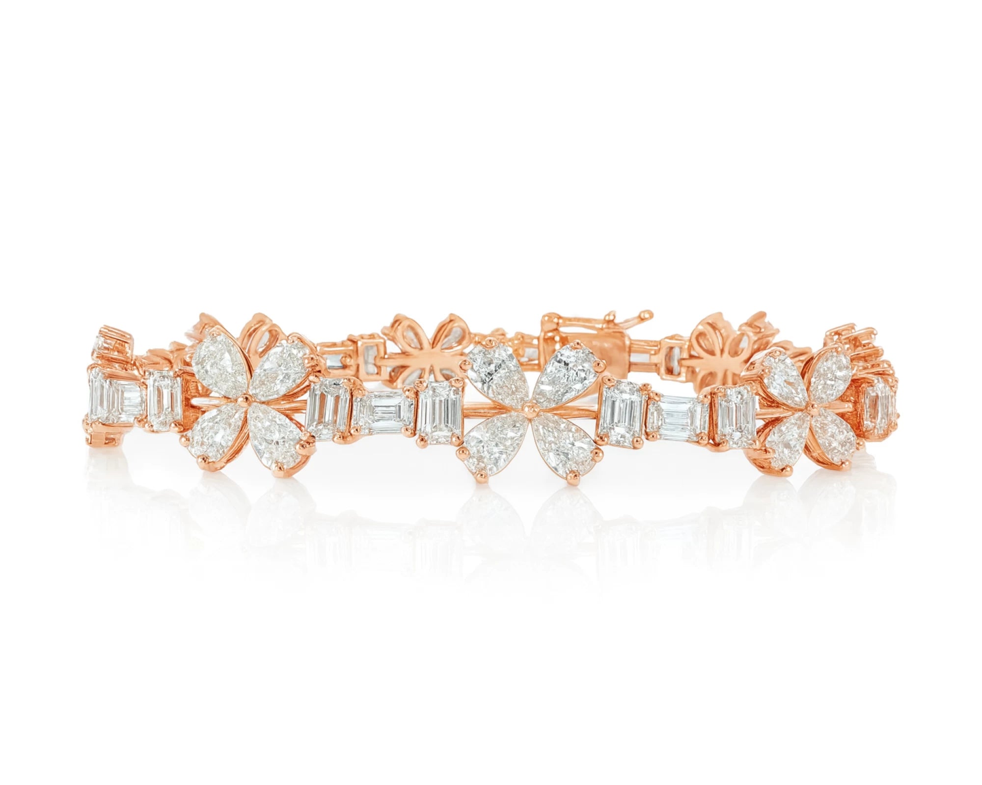 14k Gold Diamond Bracelet with Floral & Emerald-Cut Accents 15.6ct – lifestyle 4388