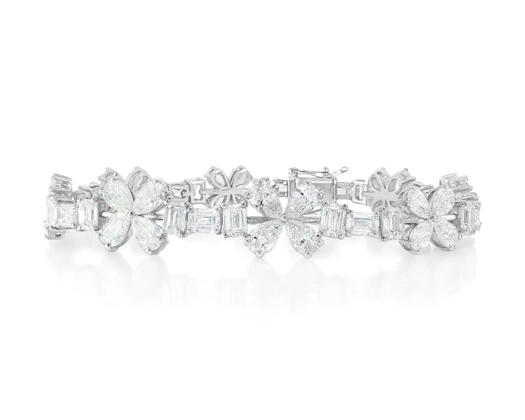 14k Gold Diamond Bracelet with Floral & Emerald-Cut Accents 15.6ct – lifestyle 4389