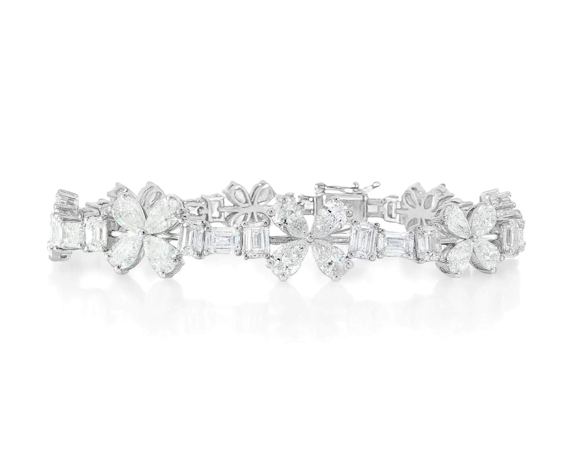 14k Gold Diamond Bracelet with Floral & Emerald-Cut Accents 15.6ct – lifestyle 4389
