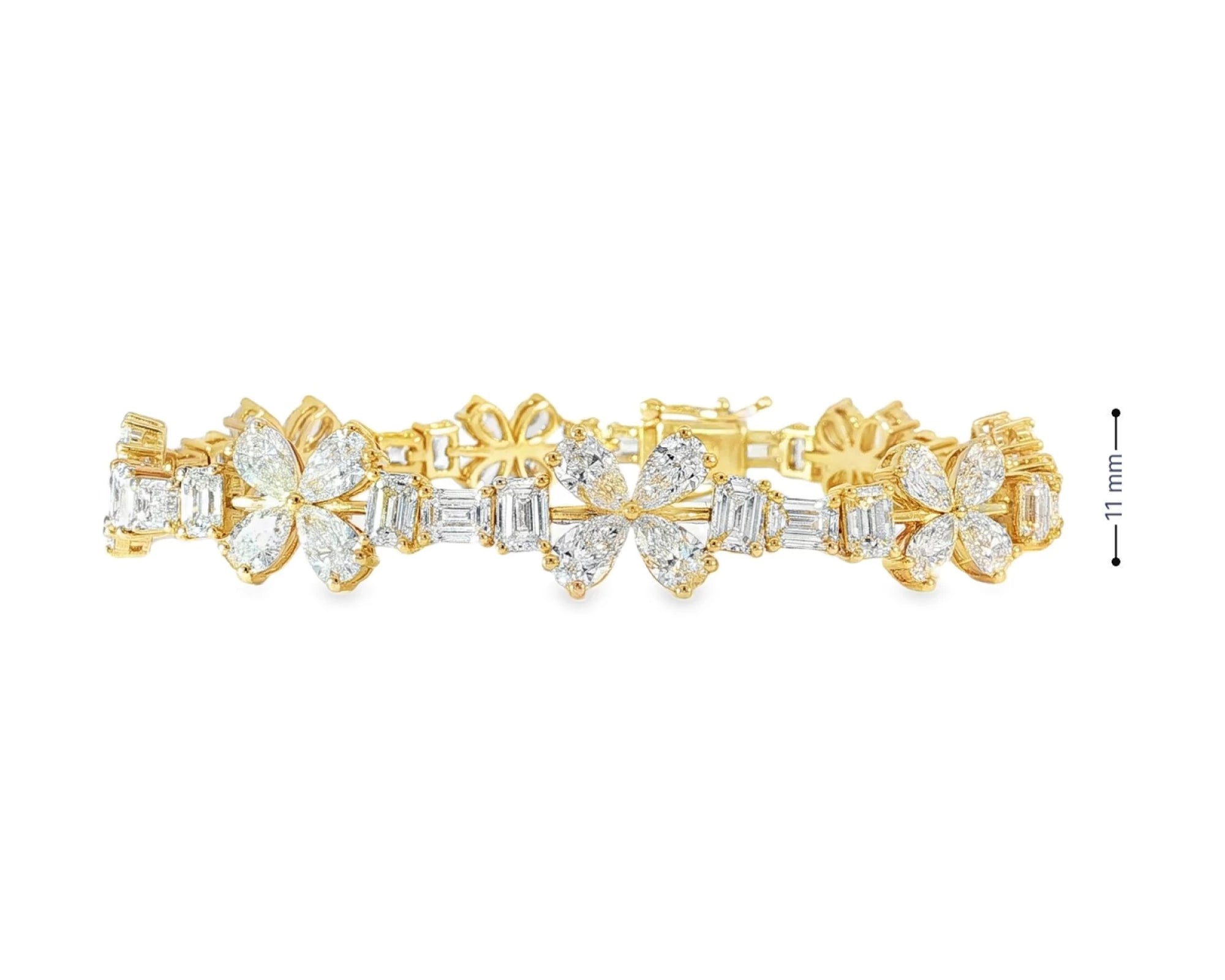 14k Gold Diamond Bracelet with Floral & Emerald-Cut Accents 15.6ct – view 5