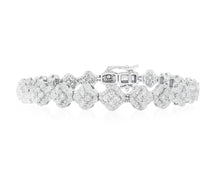 14k Gold Diamond Bracelet with Floral Round-Cut Cluster Design 3.76ct