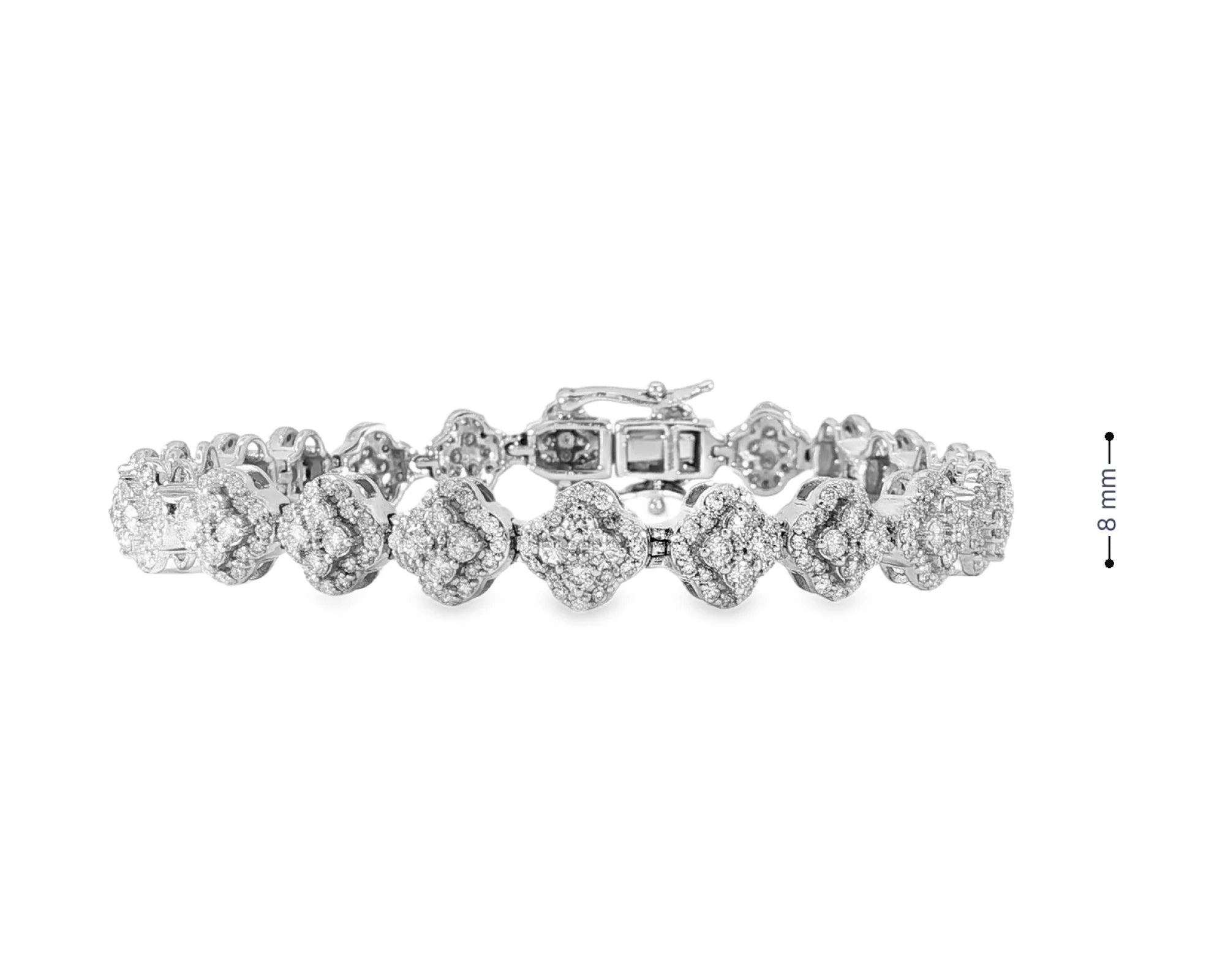14k Gold Diamond Bracelet with Floral Round-Cut Cluster Design 3.76ct – view 5