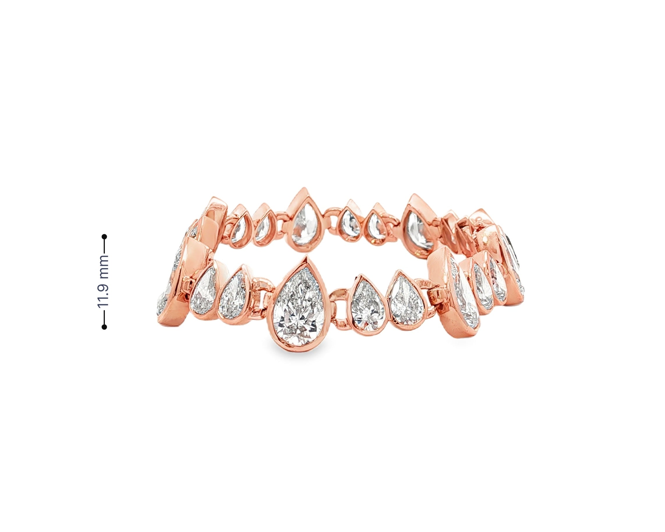 14k Gold Diamond Bracelet with Graduated Pear - Shape Design 22.98ct - AVI THE JEWELER