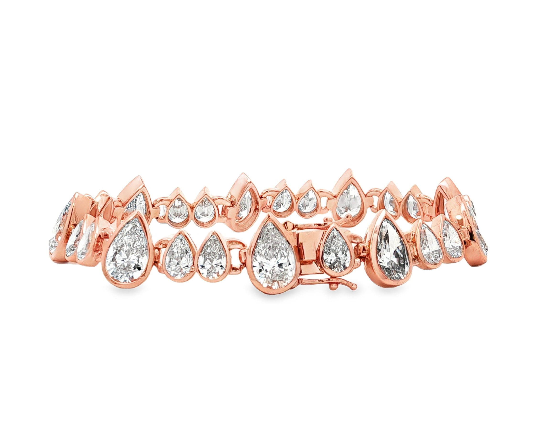 14k Gold Diamond Bracelet with Graduated Pear - Shape Design 22.98ct - AVI THE JEWELER