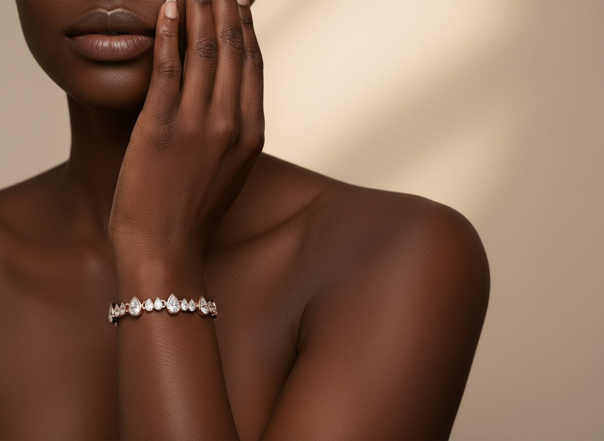 14k Gold Diamond Bracelet with Graduated Pear - Shape Design 22.98ct - AVI THE JEWELER