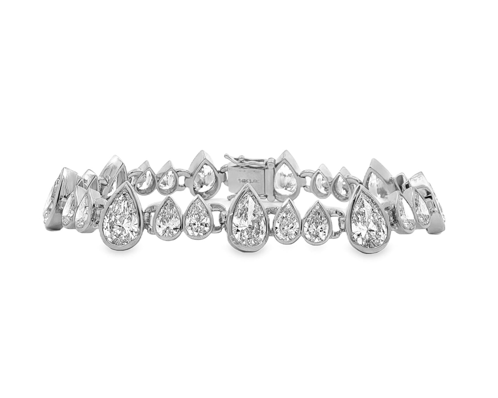14k Gold Diamond Bracelet with Graduated Pear - Shape Design 22.98ct - AVI THE JEWELER