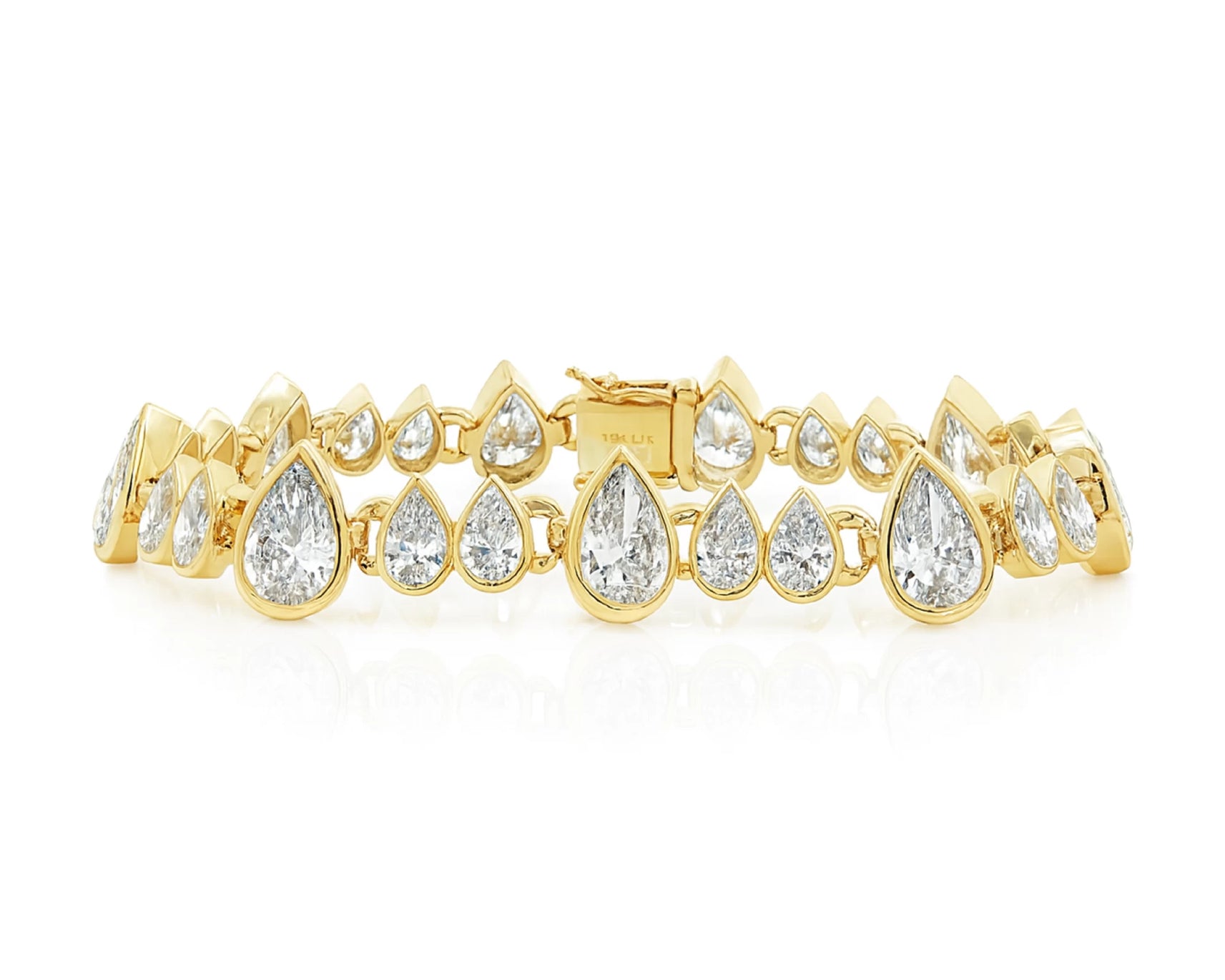 14k Gold Diamond Bracelet with Graduated Pear-Shape Design 22.98ct – lifestyle 4367