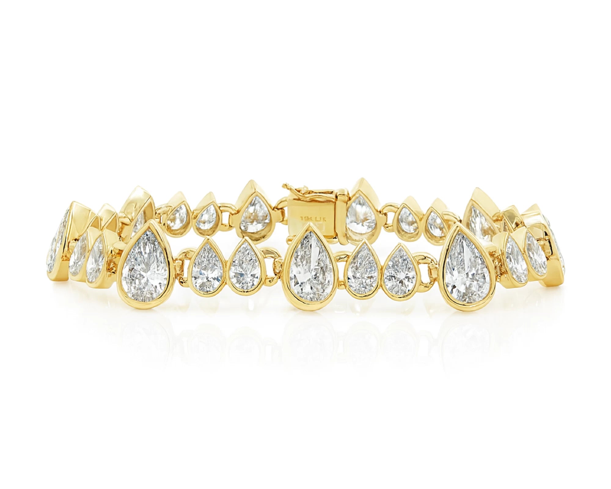 14k Gold Diamond Bracelet with Graduated Pear-Shape Design 22.98ct – lifestyle 4367