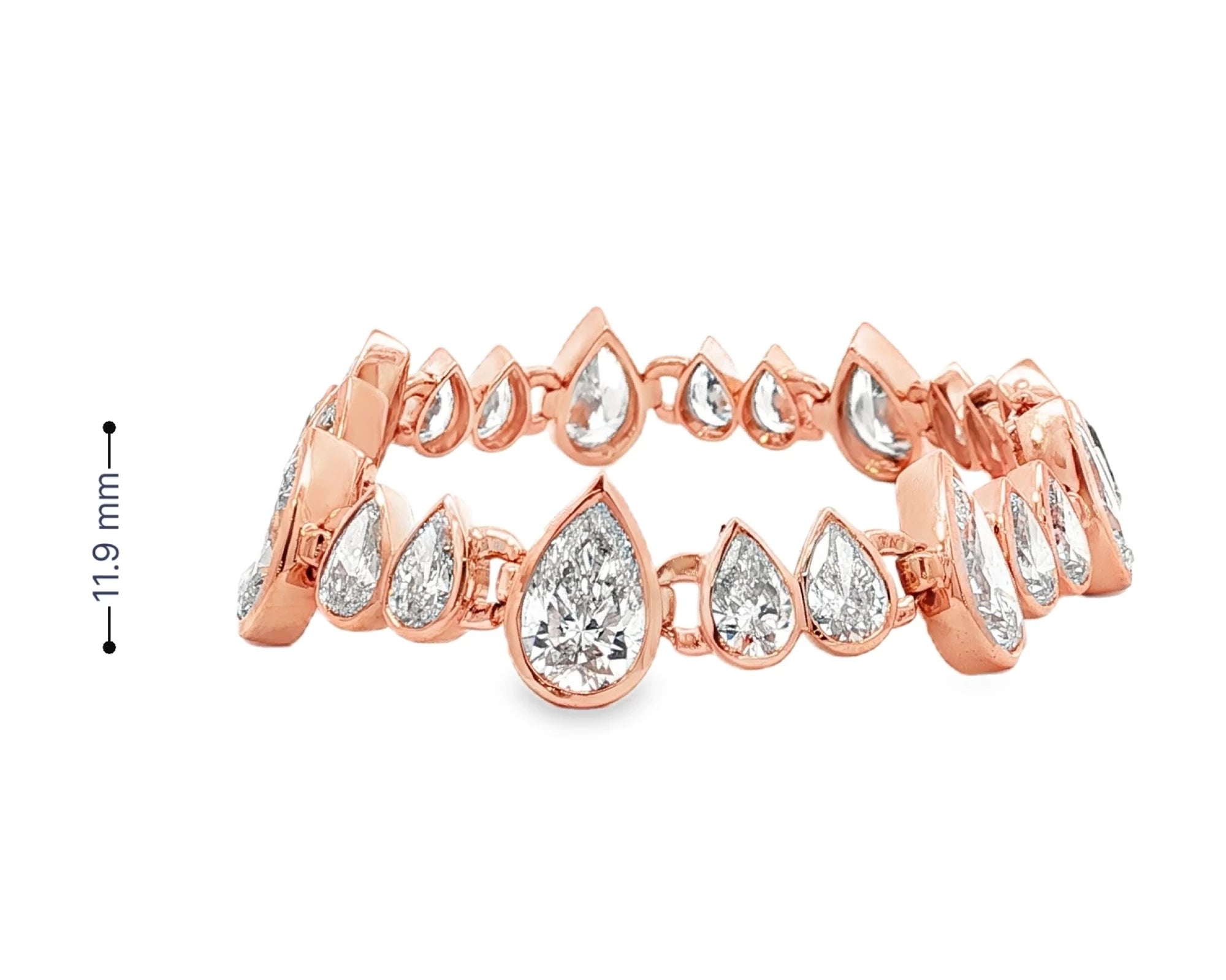 14k Gold Diamond Bracelet with Graduated Pear-Shape Design 22.98ct – view 6