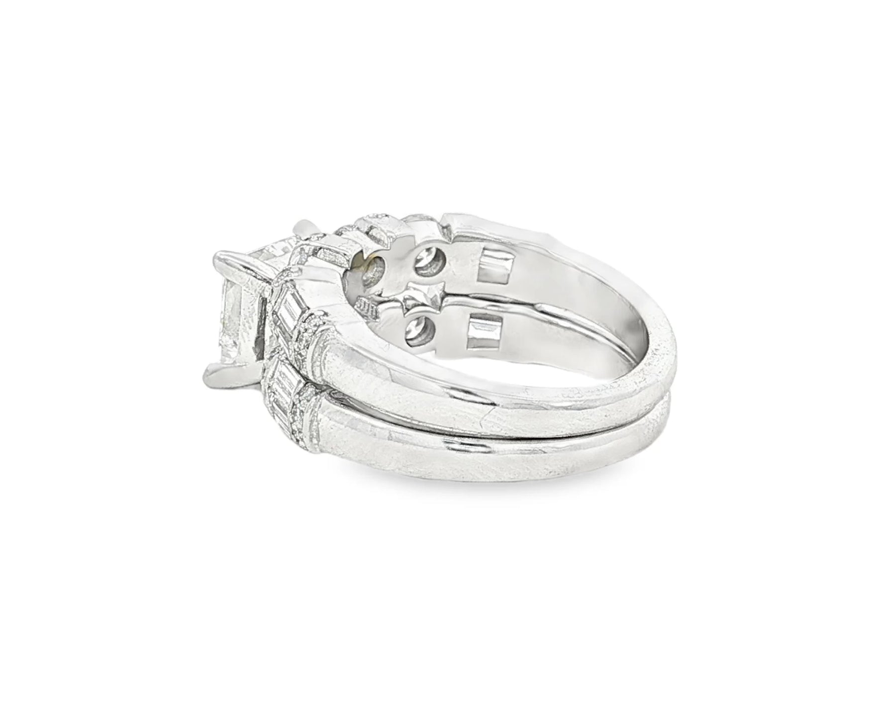 14K Gold Diamond Bridal Ring Set with Princess-Cut Center & Accent Bands 4.00ct – lifestyle 4796