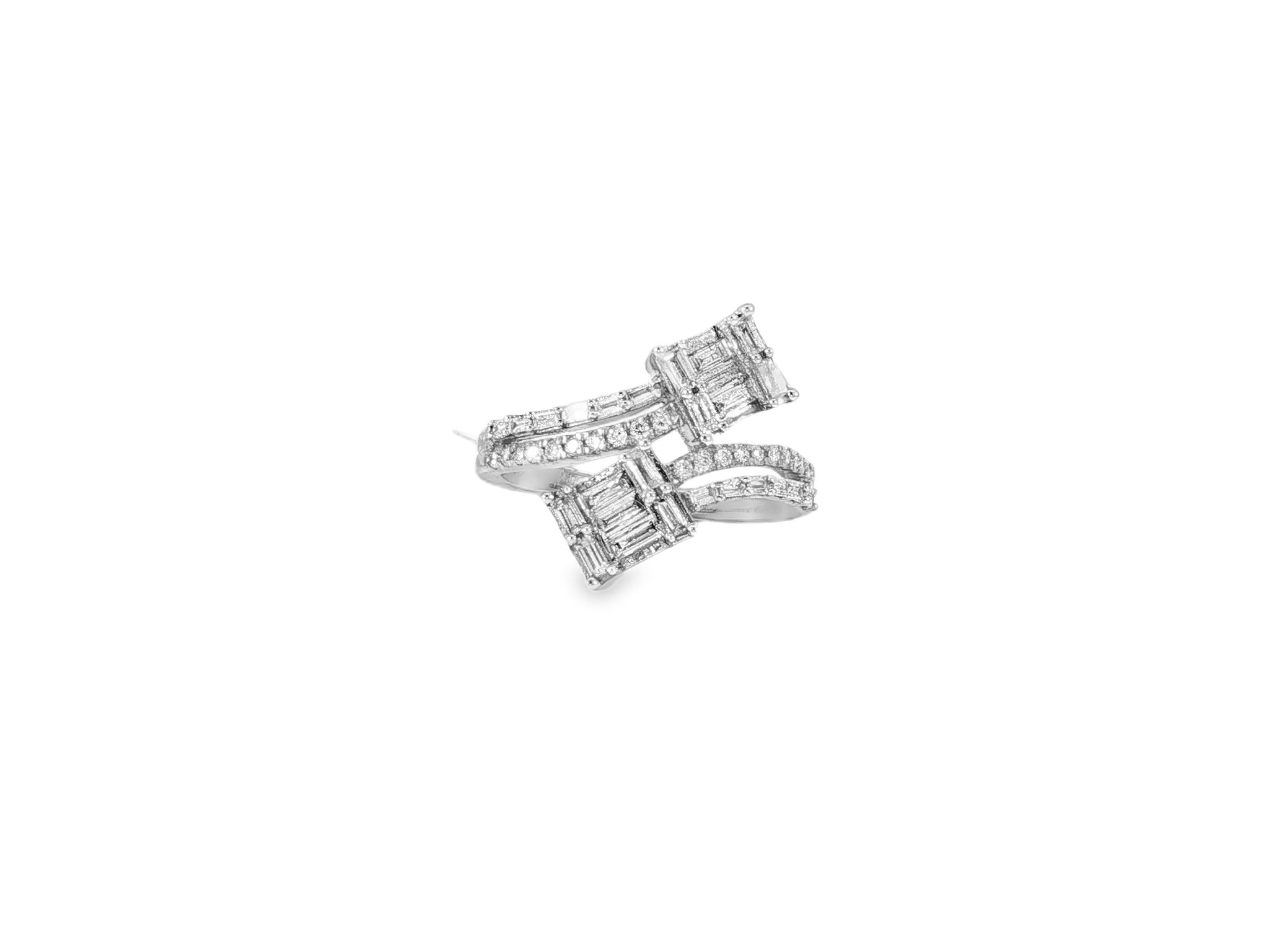 14k Gold Diamond Bypass Ring with Dual Emerald - Cut 0.85ct - AVI THE JEWELER