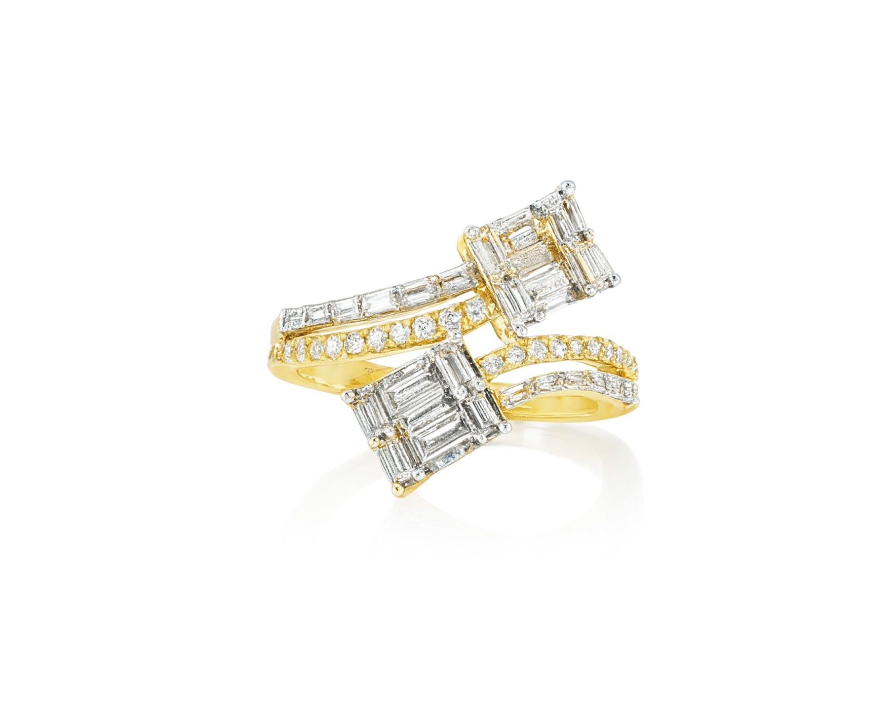 14k Gold Diamond Bypass Ring with Dual Emerald-Cut 0.85ct – lifestyle 1033