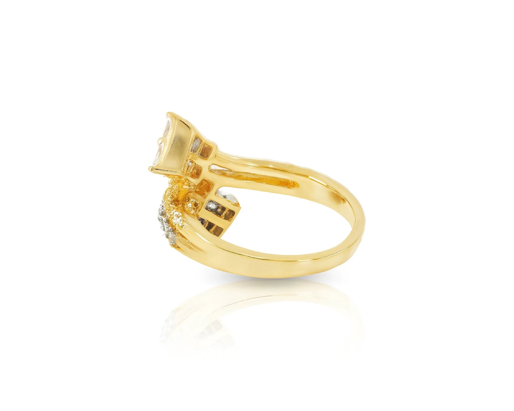 14k Gold Diamond Bypass Ring with Dual Emerald-Cut 0.85ct – lifestyle 1036