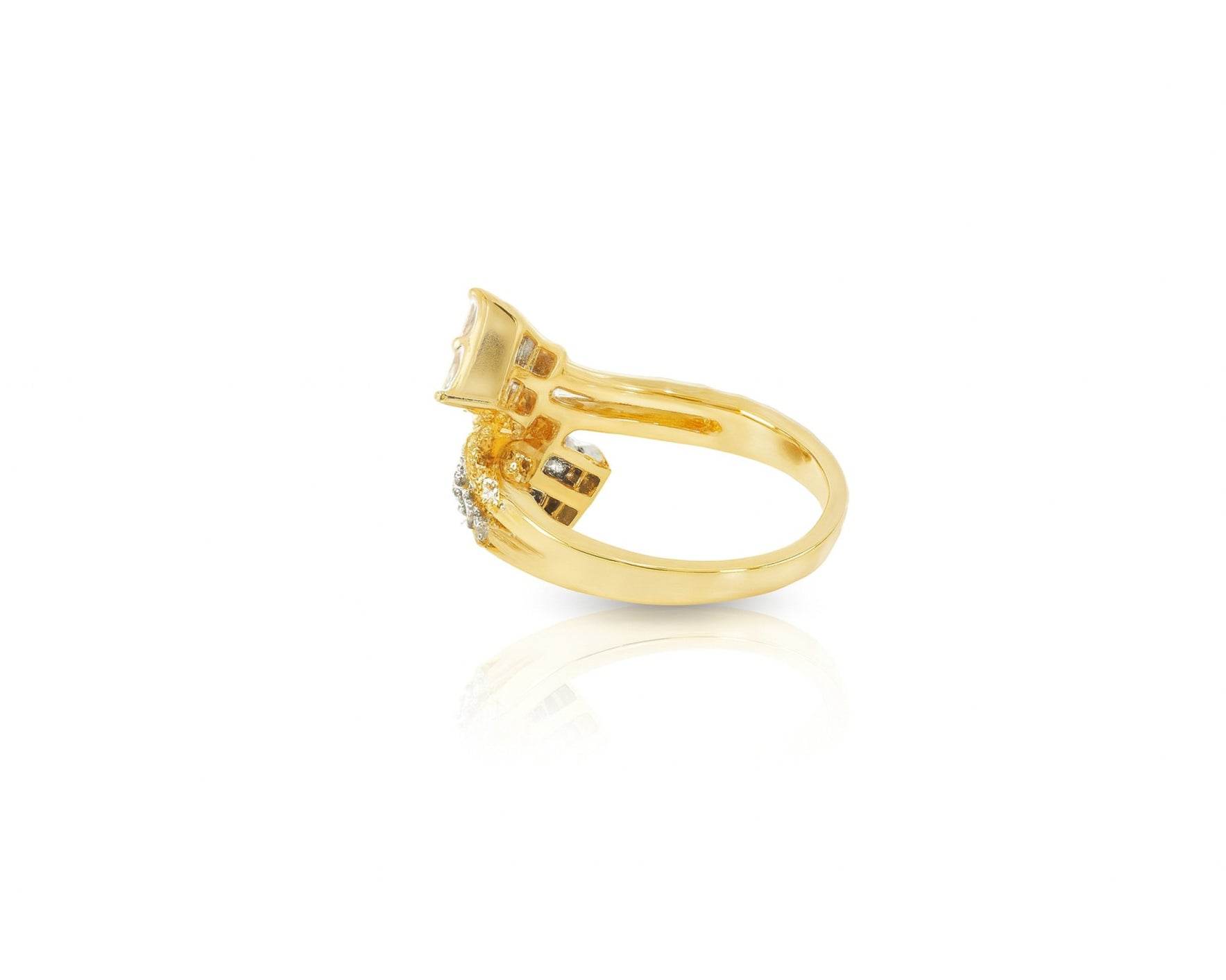 14k Gold Diamond Bypass Ring with Dual Emerald-Cut 0.85ct – lifestyle 1036