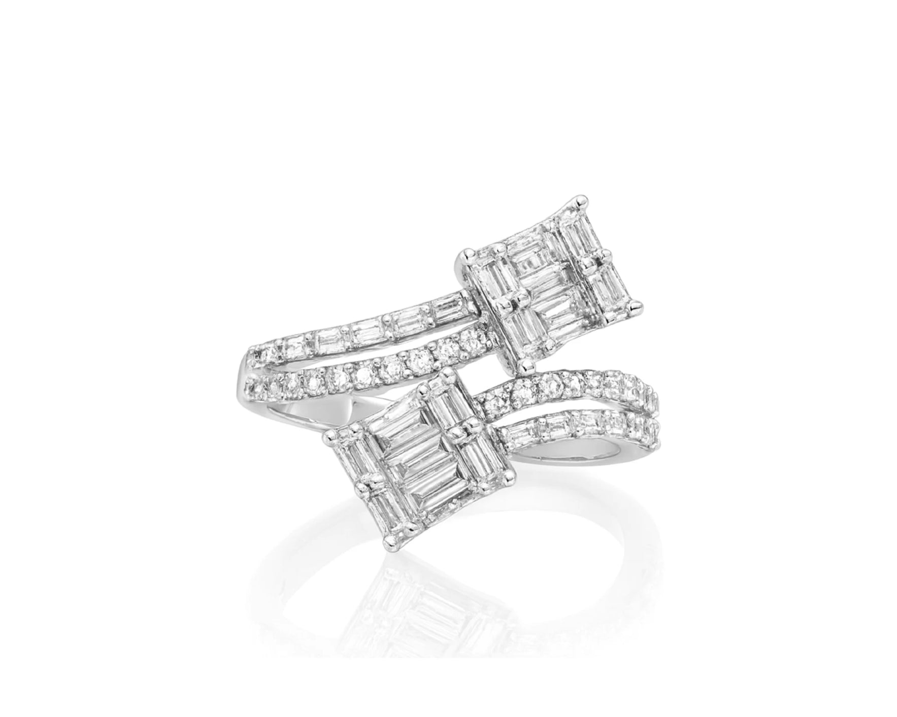 14k Gold Diamond Bypass Ring with Dual Emerald-Cut 0.85ct – lifestyle 1038
